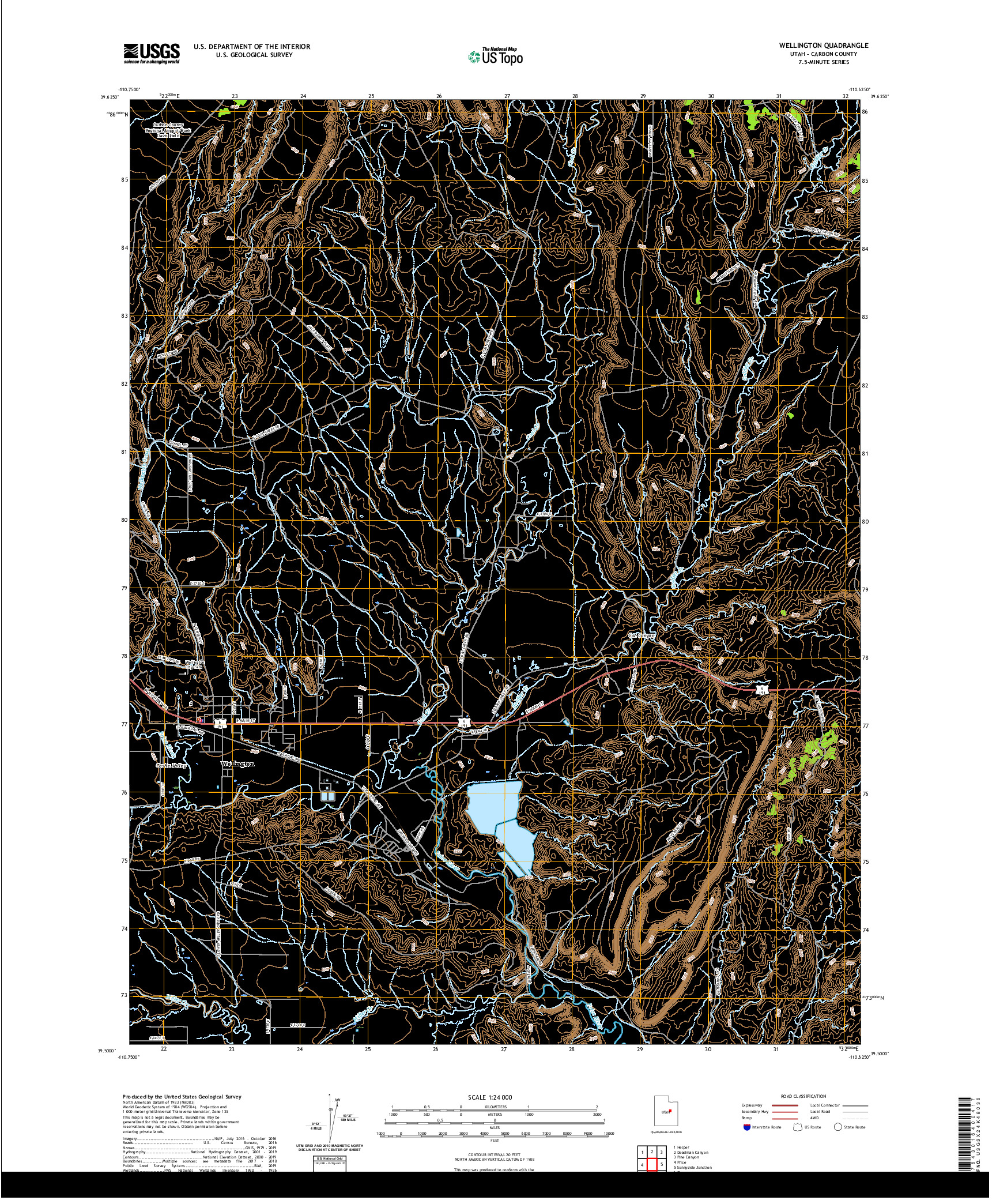 USGS US TOPO 7.5-MINUTE MAP FOR WELLINGTON, UT 2020