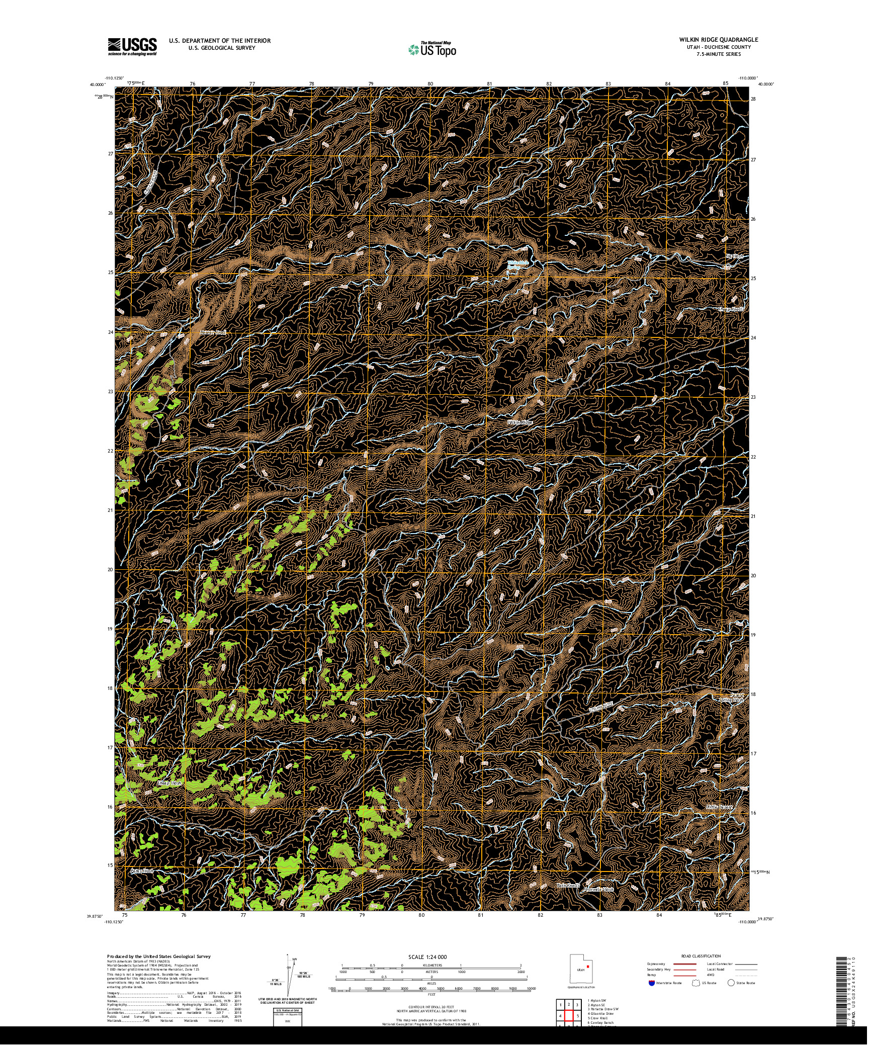 USGS US TOPO 7.5-MINUTE MAP FOR WILKIN RIDGE, UT 2020