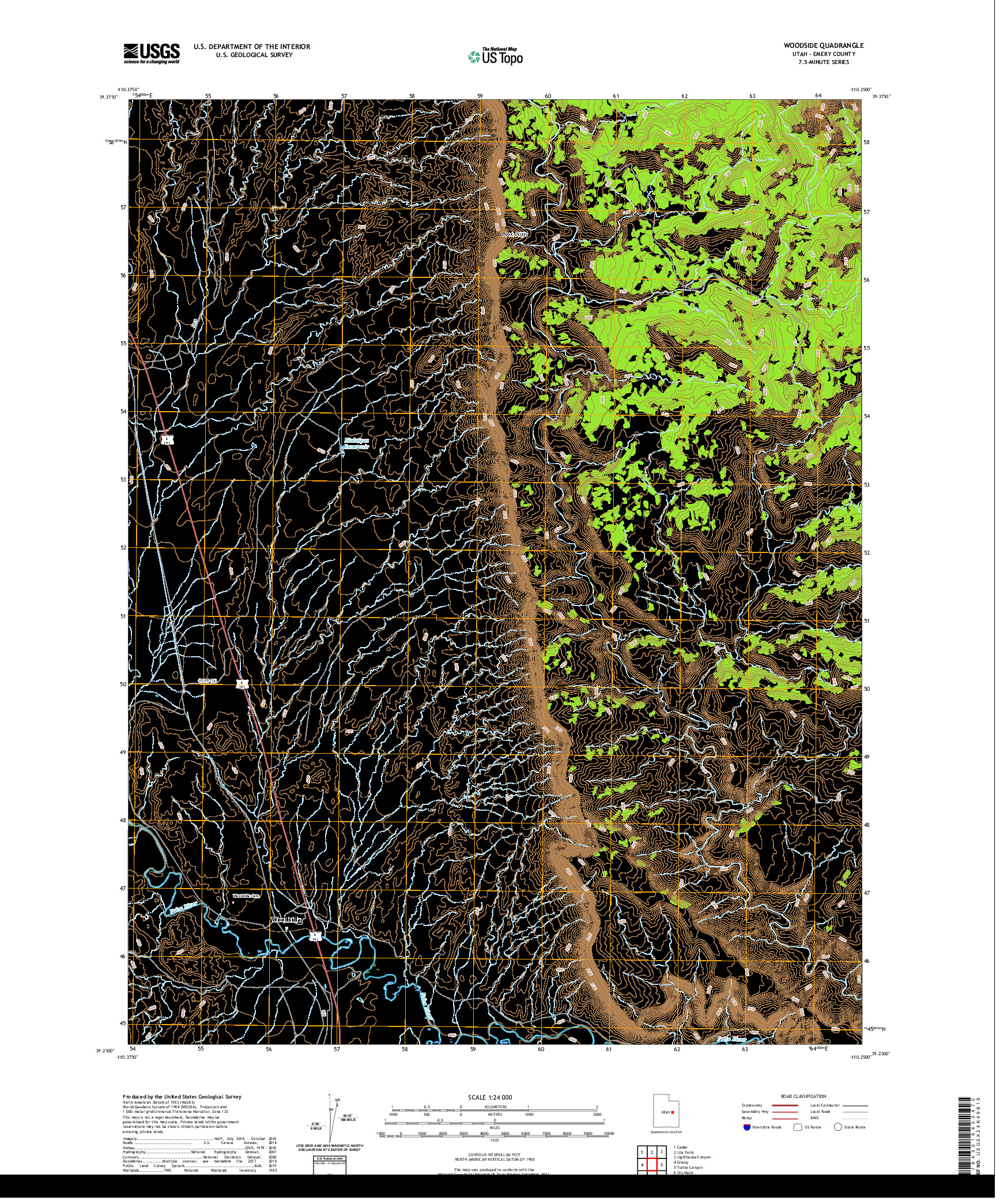 USGS US TOPO 7.5-MINUTE MAP FOR WOODSIDE, UT 2020