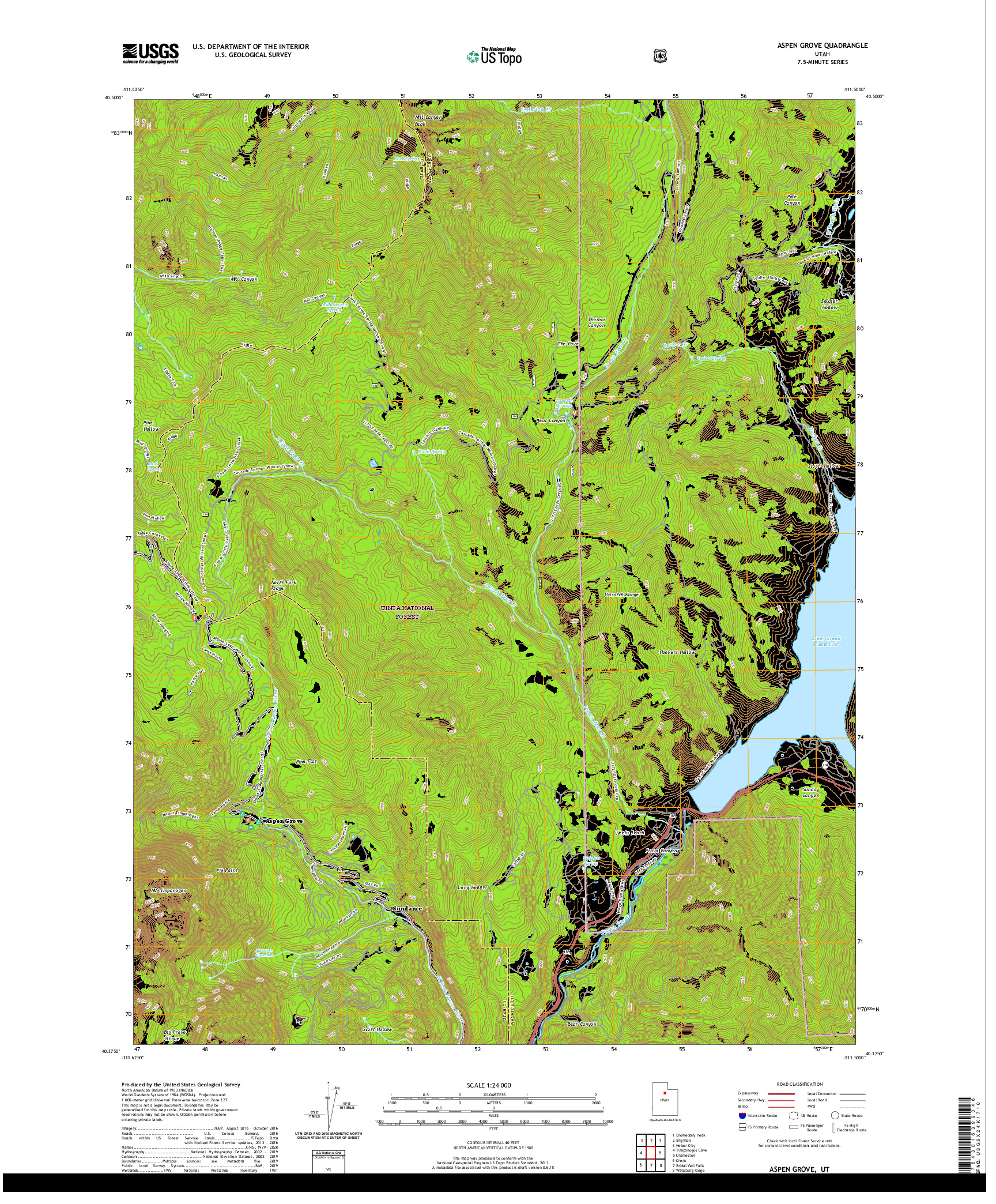 USGS US TOPO 7.5-MINUTE MAP FOR ASPEN GROVE, UT 2020