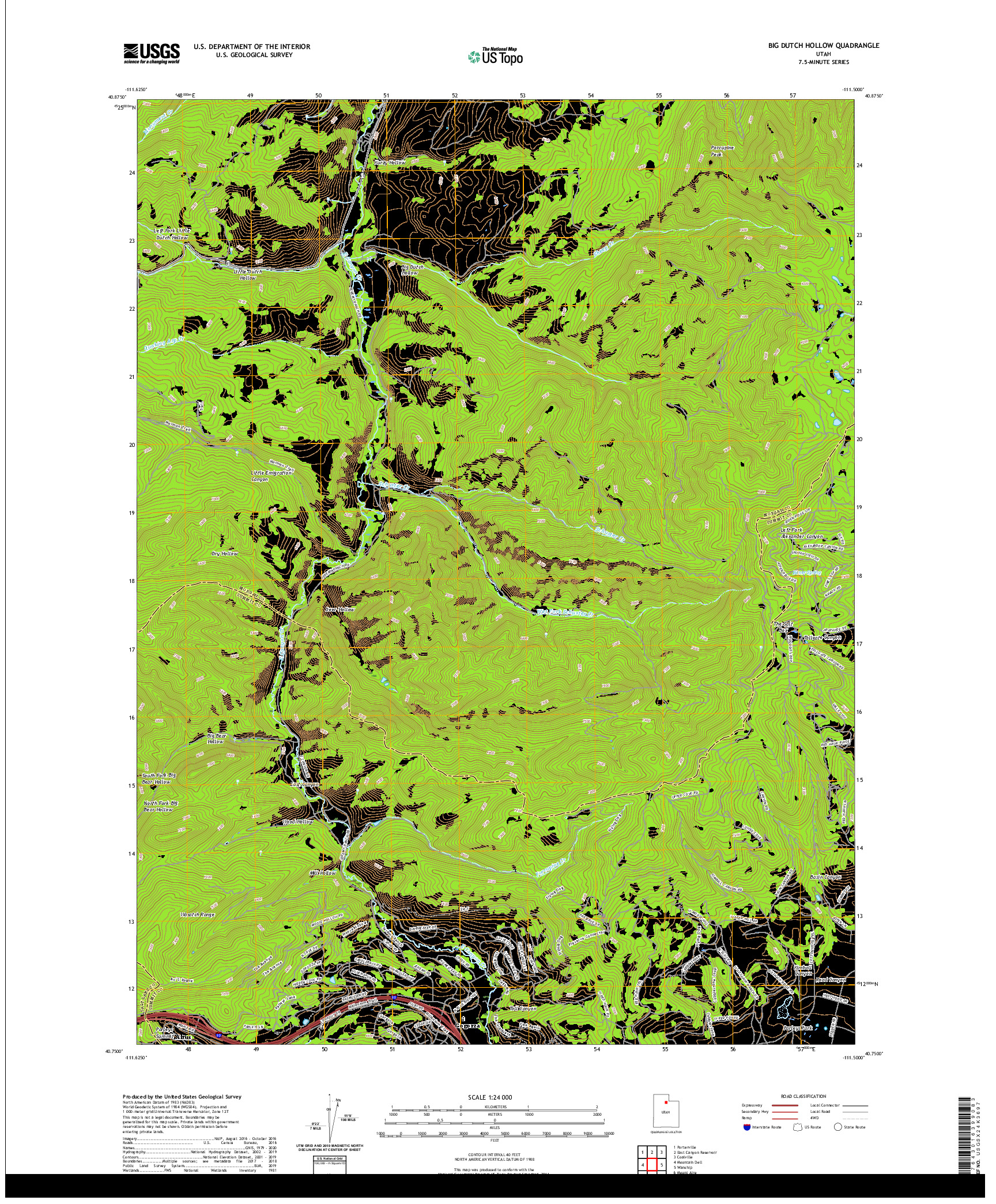 USGS US TOPO 7.5-MINUTE MAP FOR BIG DUTCH HOLLOW, UT 2020