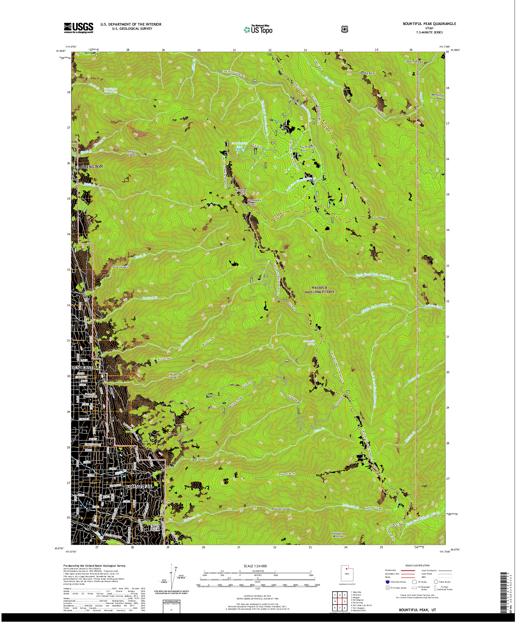 USGS US TOPO 7.5-MINUTE MAP FOR BOUNTIFUL PEAK, UT 2020