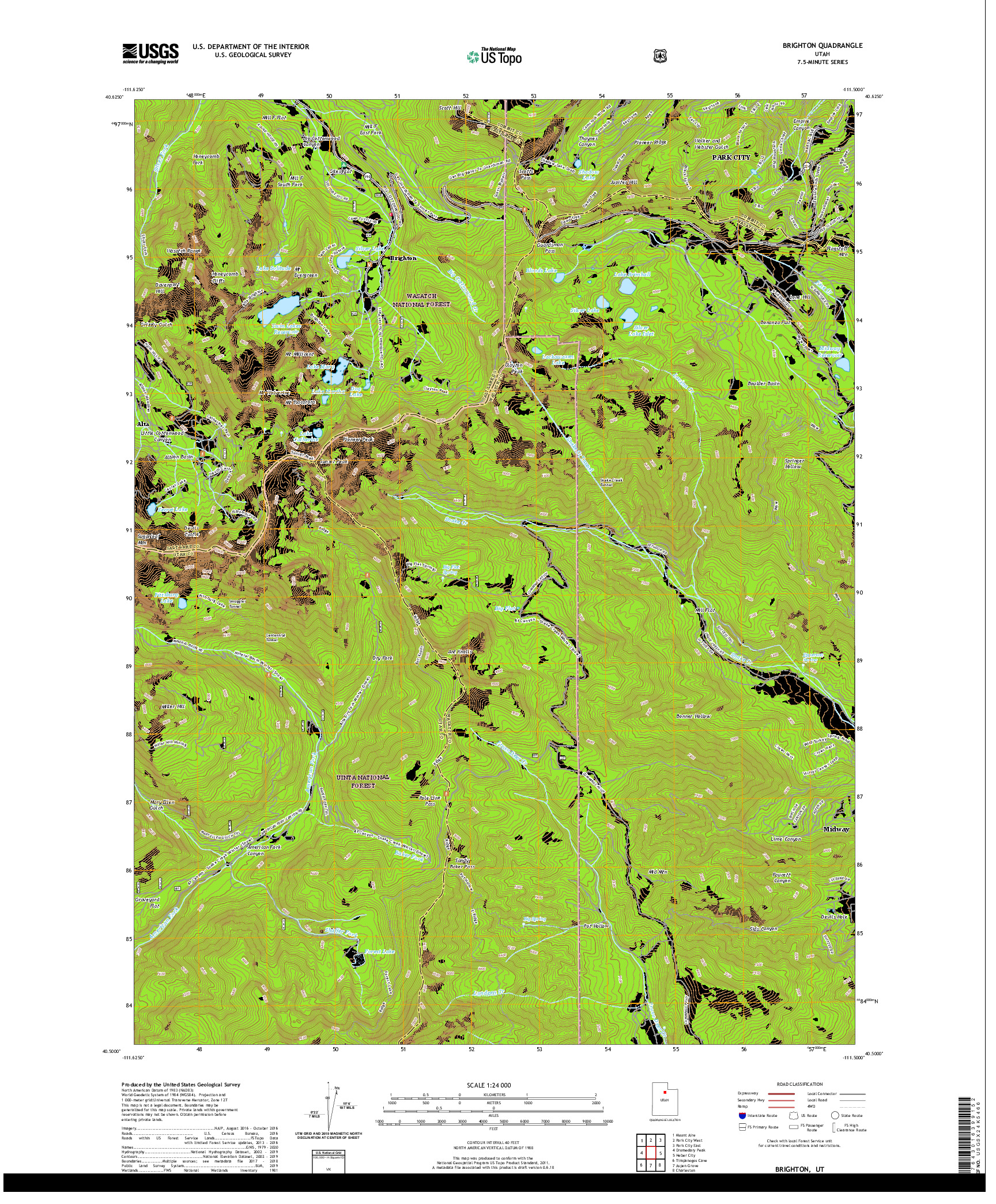 USGS US TOPO 7.5-MINUTE MAP FOR BRIGHTON, UT 2020