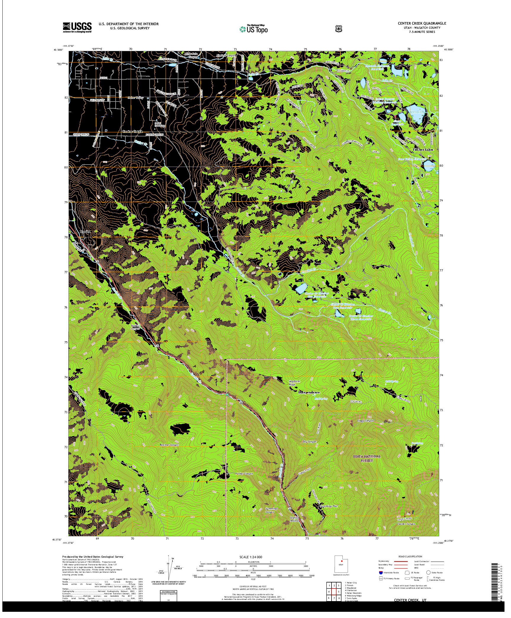 USGS US TOPO 7.5-MINUTE MAP FOR CENTER CREEK, UT 2020