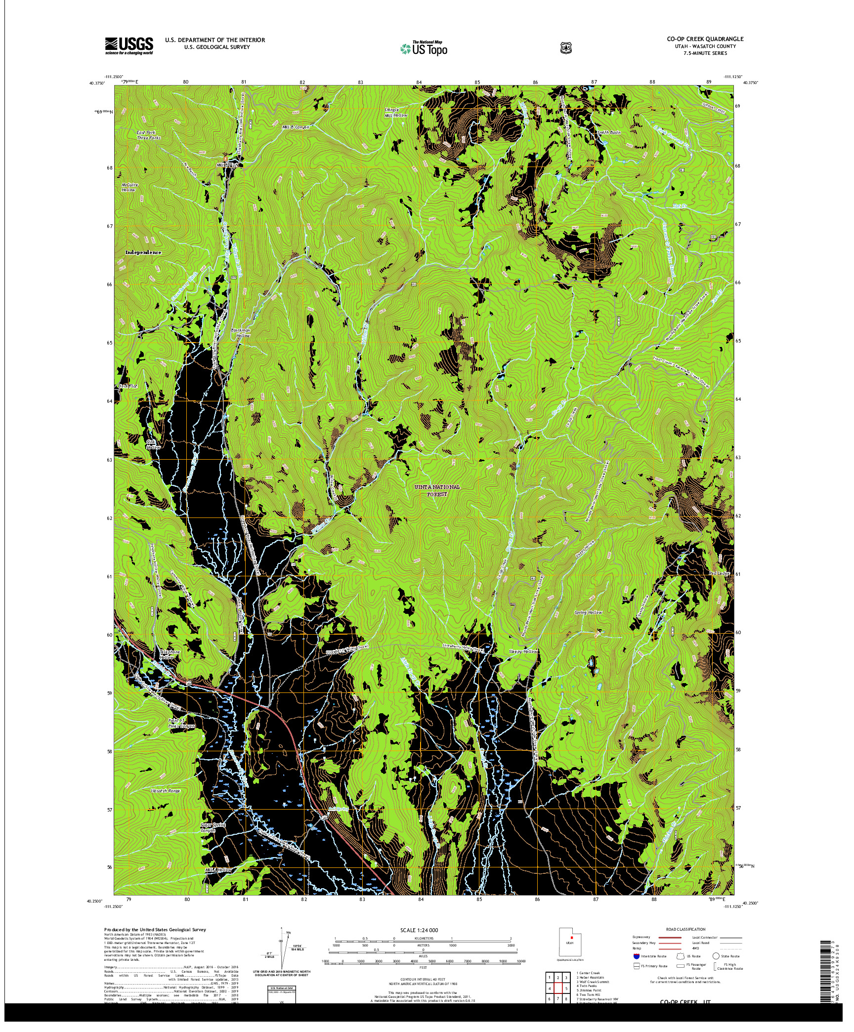 USGS US TOPO 7.5-MINUTE MAP FOR CO-OP CREEK, UT 2020