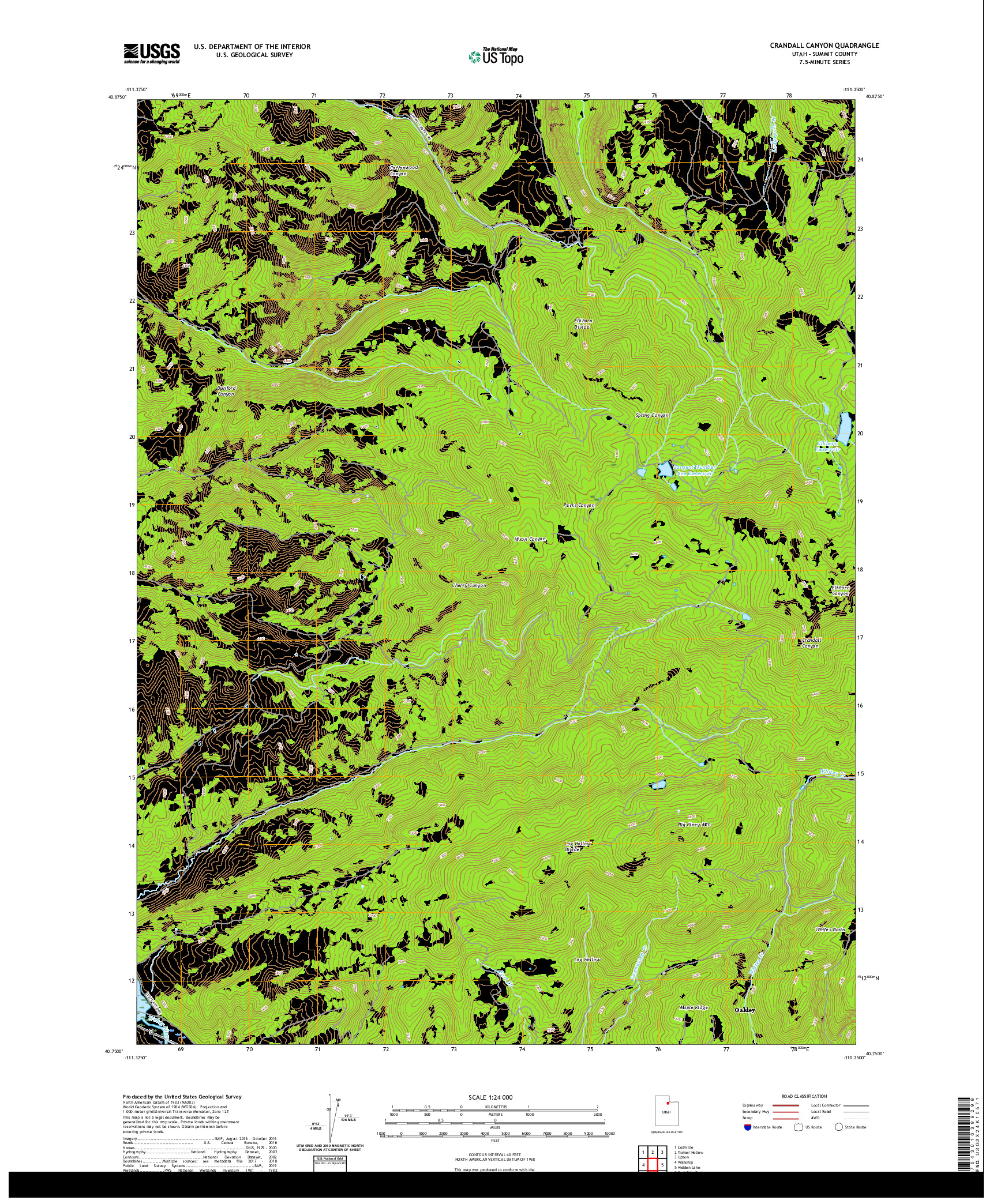 USGS US TOPO 7.5-MINUTE MAP FOR CRANDALL CANYON, UT 2020