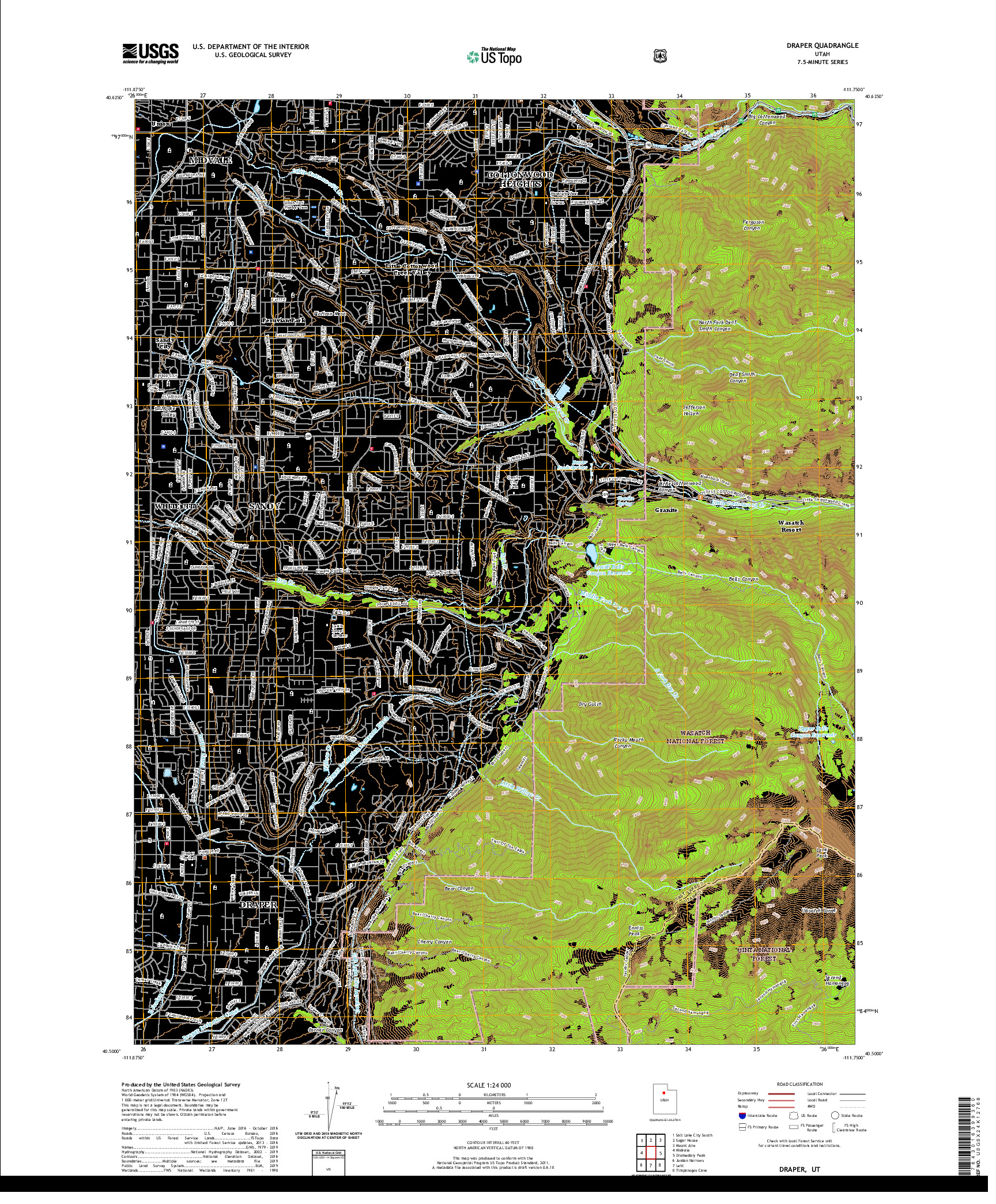 USGS US TOPO 7.5-MINUTE MAP FOR DRAPER, UT 2020