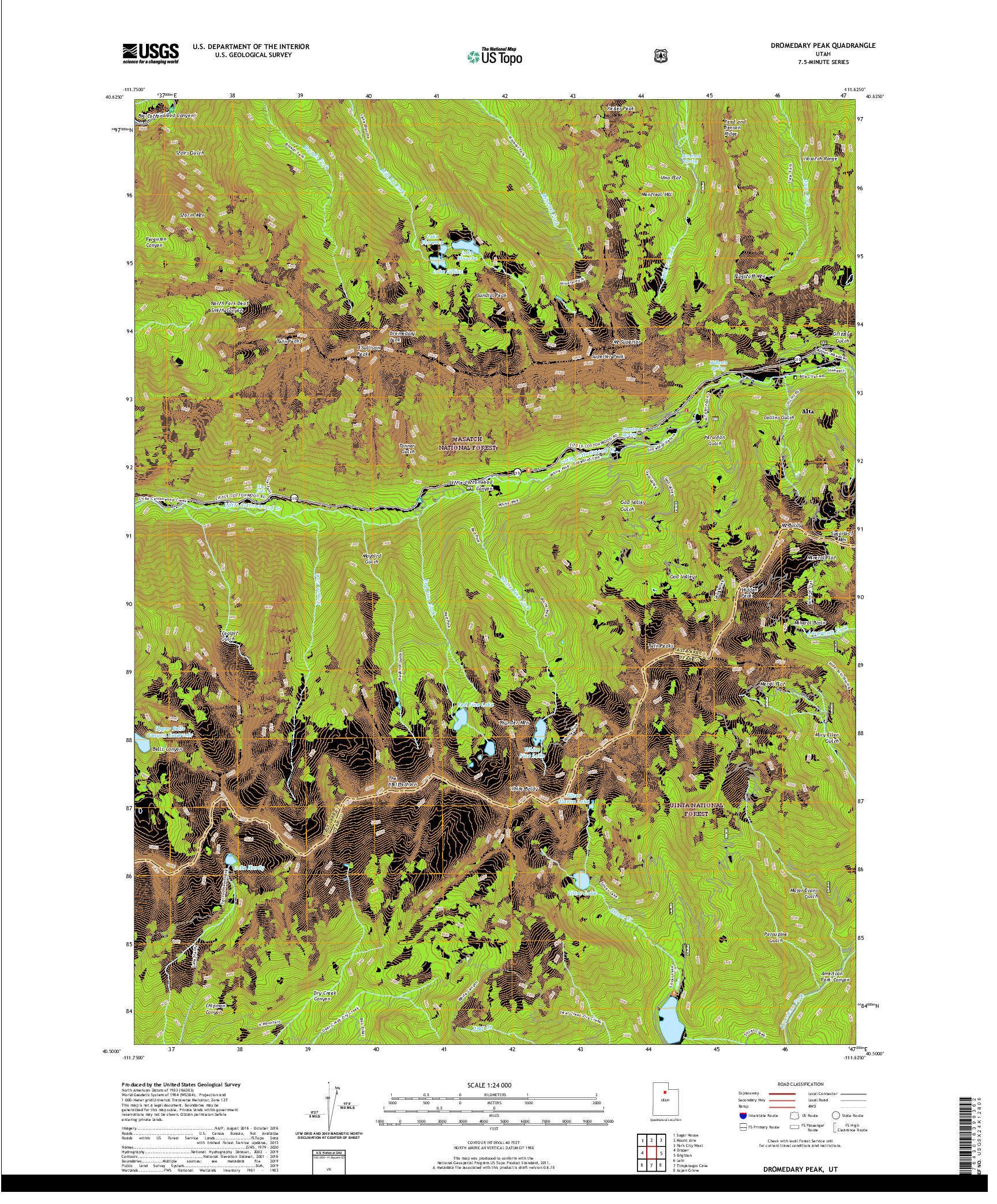 USGS US TOPO 7.5-MINUTE MAP FOR DROMEDARY PEAK, UT 2020