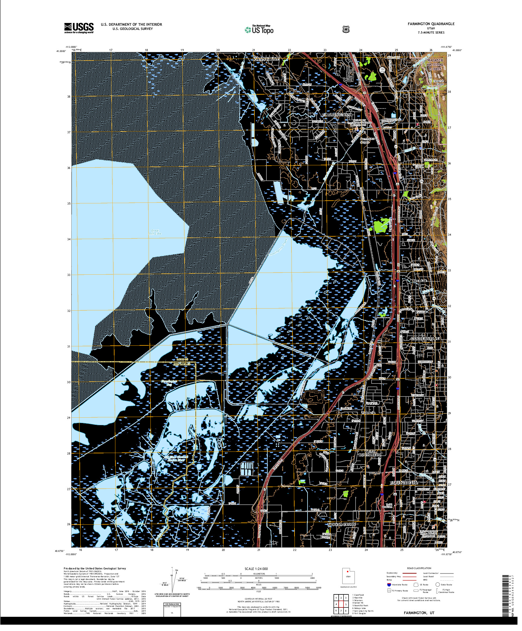 USGS US TOPO 7.5-MINUTE MAP FOR FARMINGTON, UT 2020