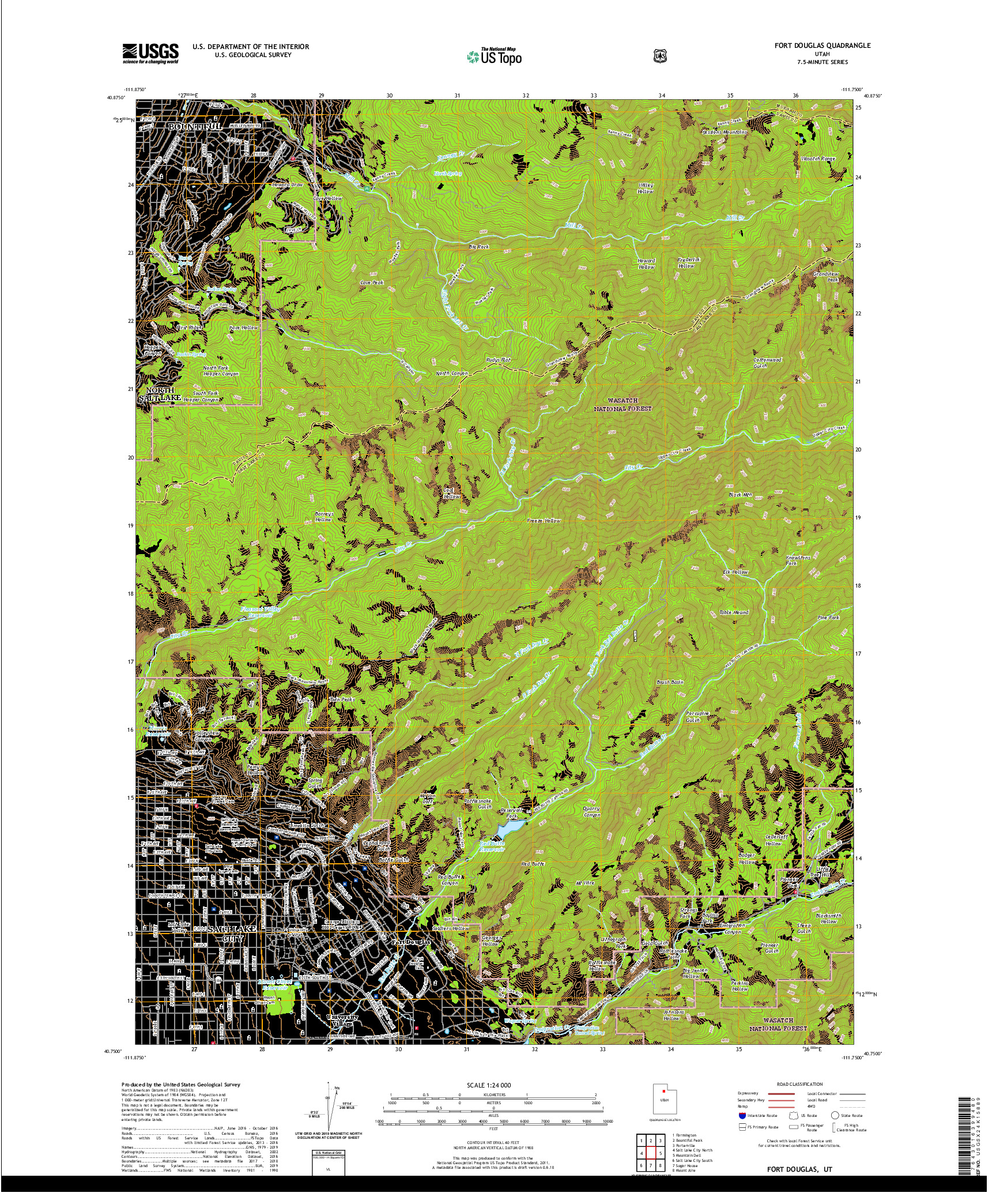 USGS US TOPO 7.5-MINUTE MAP FOR FORT DOUGLAS, UT 2020