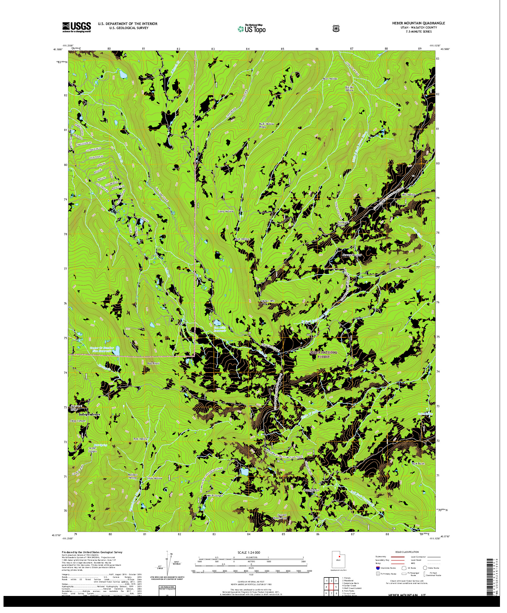 USGS US TOPO 7.5-MINUTE MAP FOR HEBER MOUNTAIN, UT 2020