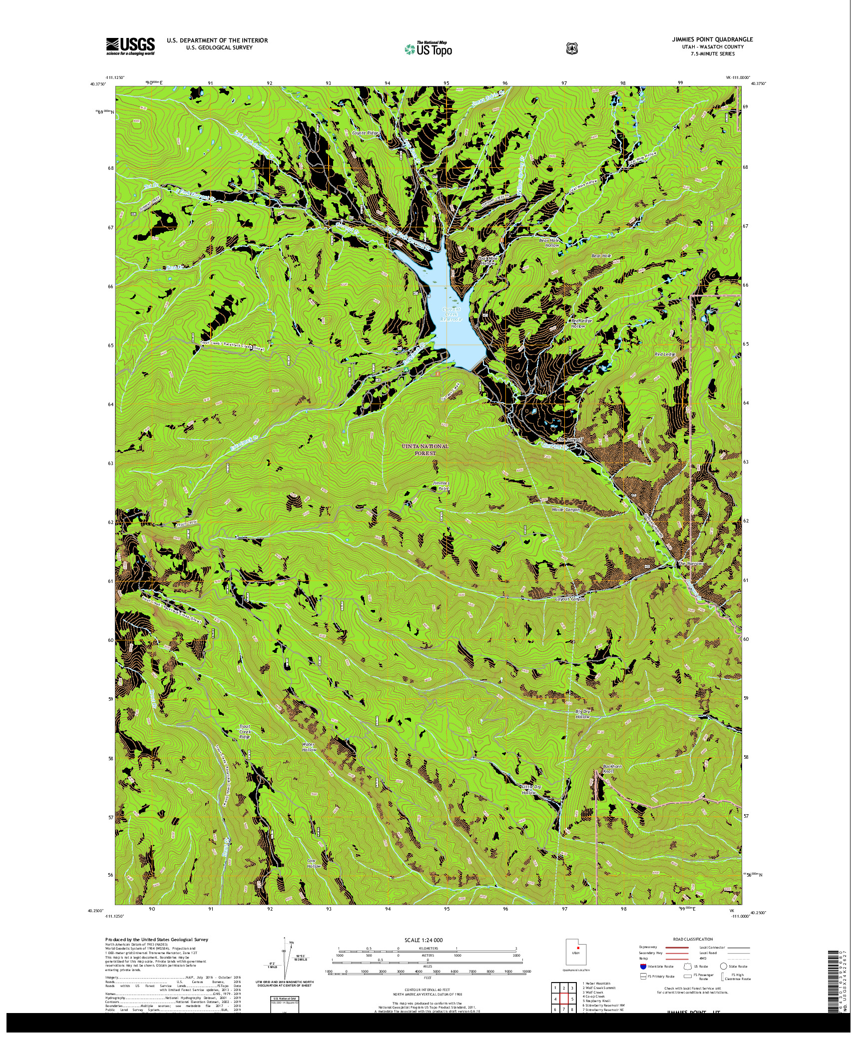 USGS US TOPO 7.5-MINUTE MAP FOR JIMMIES POINT, UT 2020