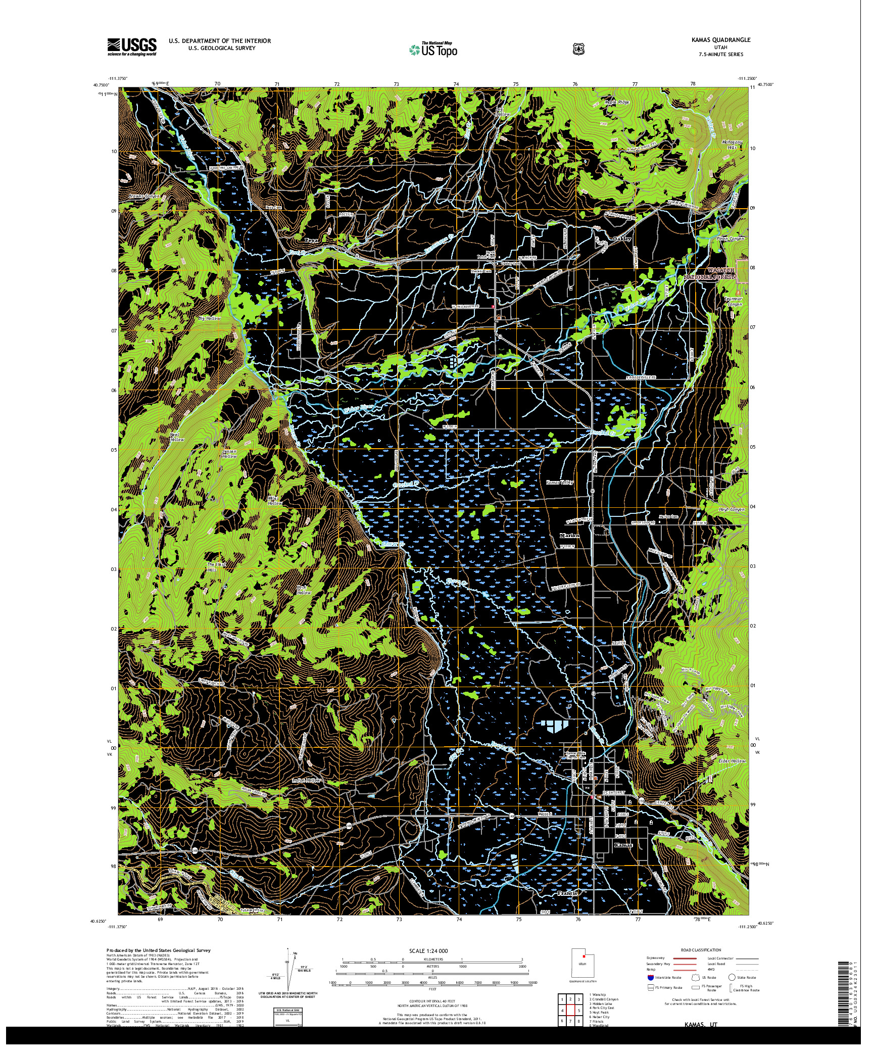 USGS US TOPO 7.5-MINUTE MAP FOR KAMAS, UT 2020