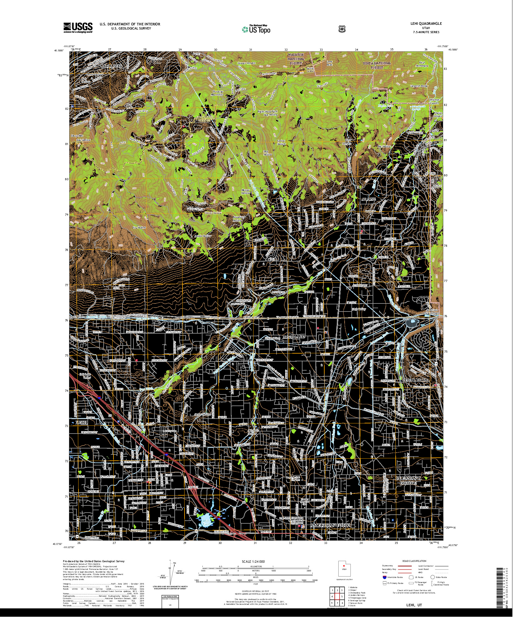 USGS US TOPO 7.5-MINUTE MAP FOR LEHI, UT 2020