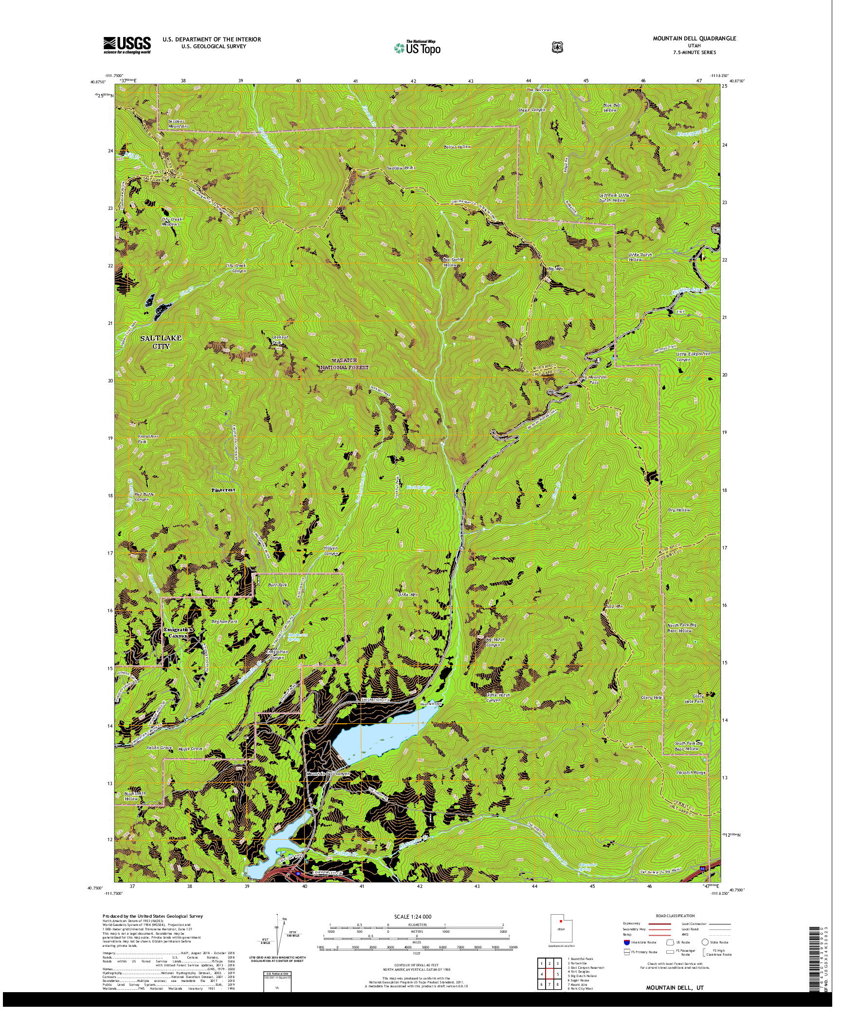 USGS US TOPO 7.5-MINUTE MAP FOR MOUNTAIN DELL, UT 2020