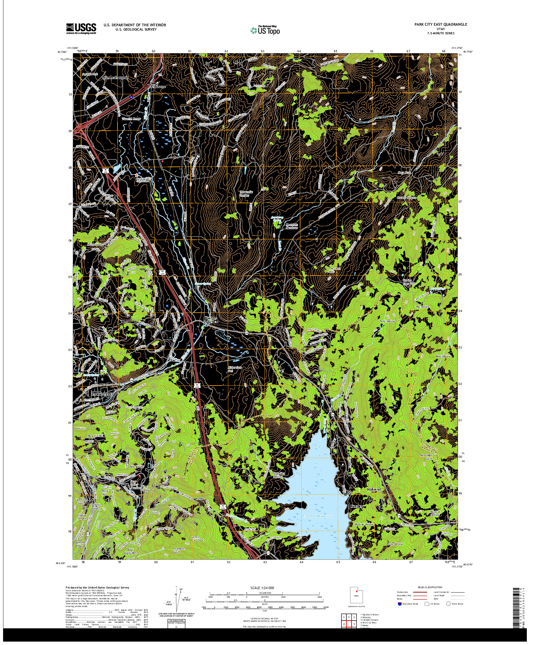 USGS US TOPO 7.5-MINUTE MAP FOR PARK CITY EAST, UT 2020