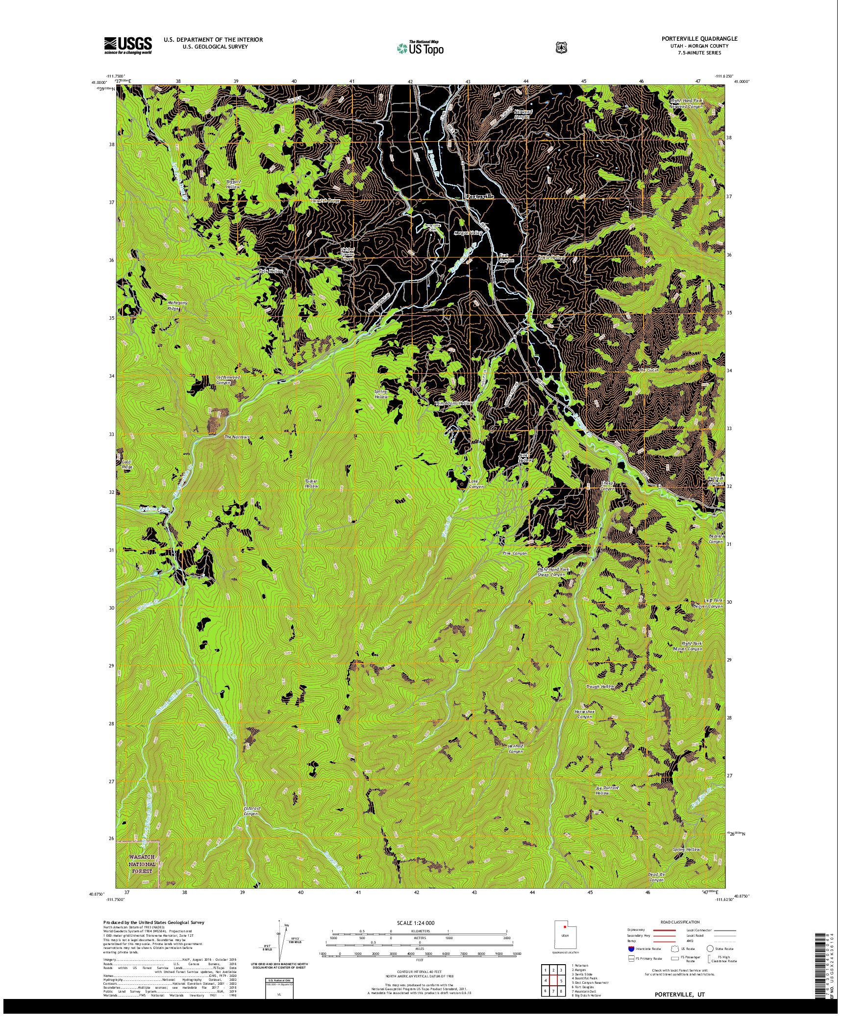 USGS US TOPO 7.5-MINUTE MAP FOR PORTERVILLE, UT 2020