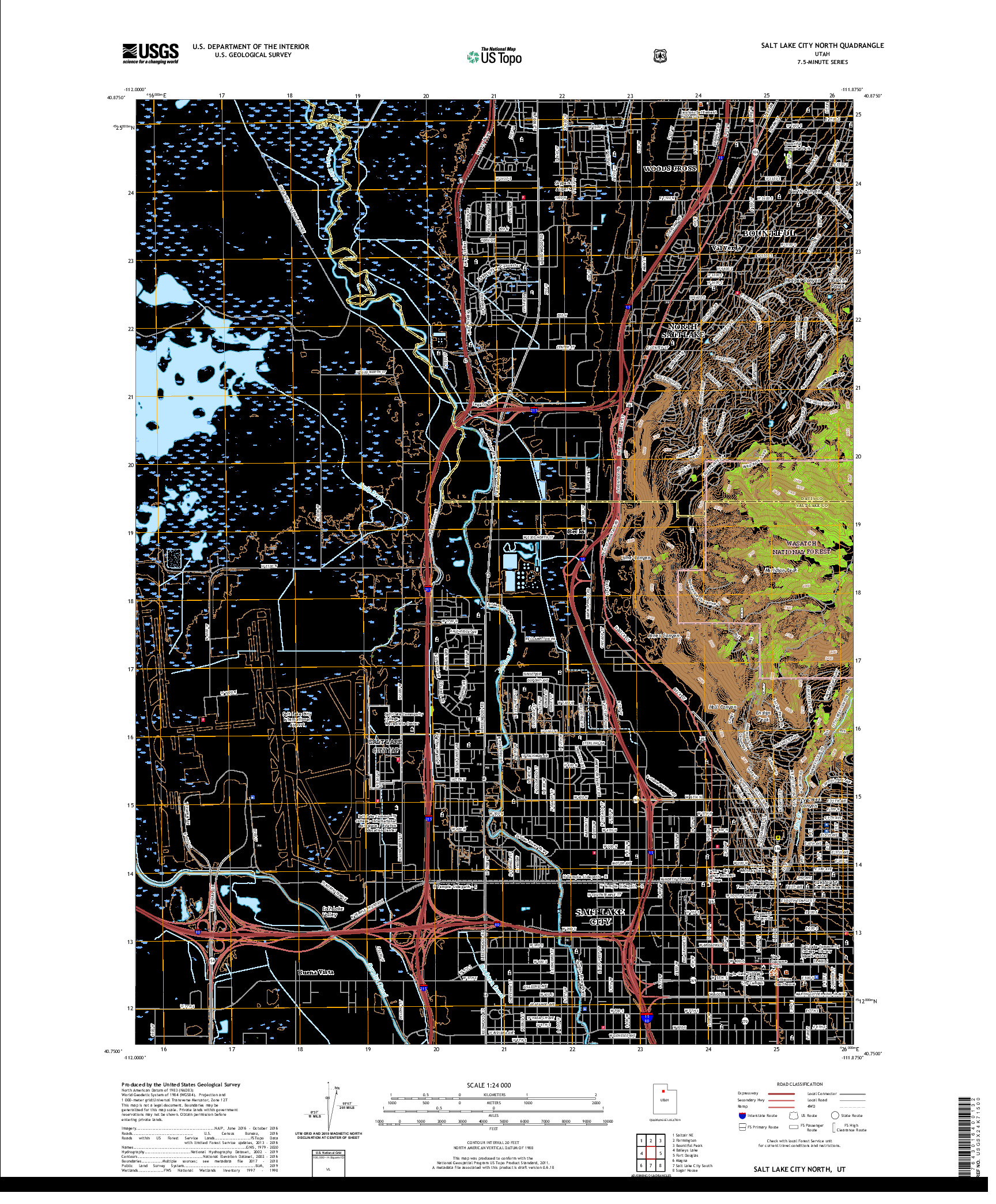 USGS US TOPO 7.5-MINUTE MAP FOR SALT LAKE CITY NORTH, UT 2020