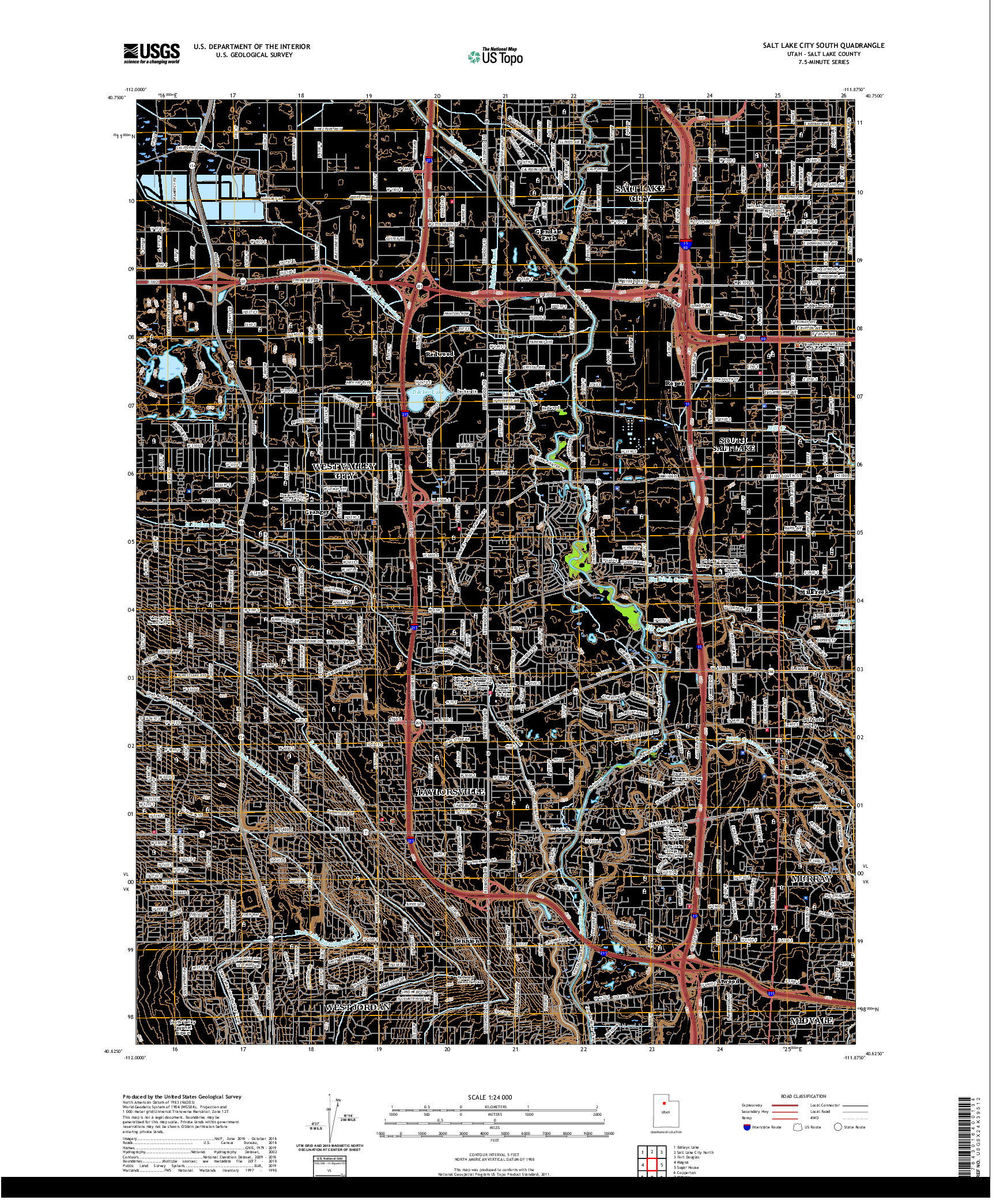 USGS US TOPO 7.5-MINUTE MAP FOR SALT LAKE CITY SOUTH, UT 2020