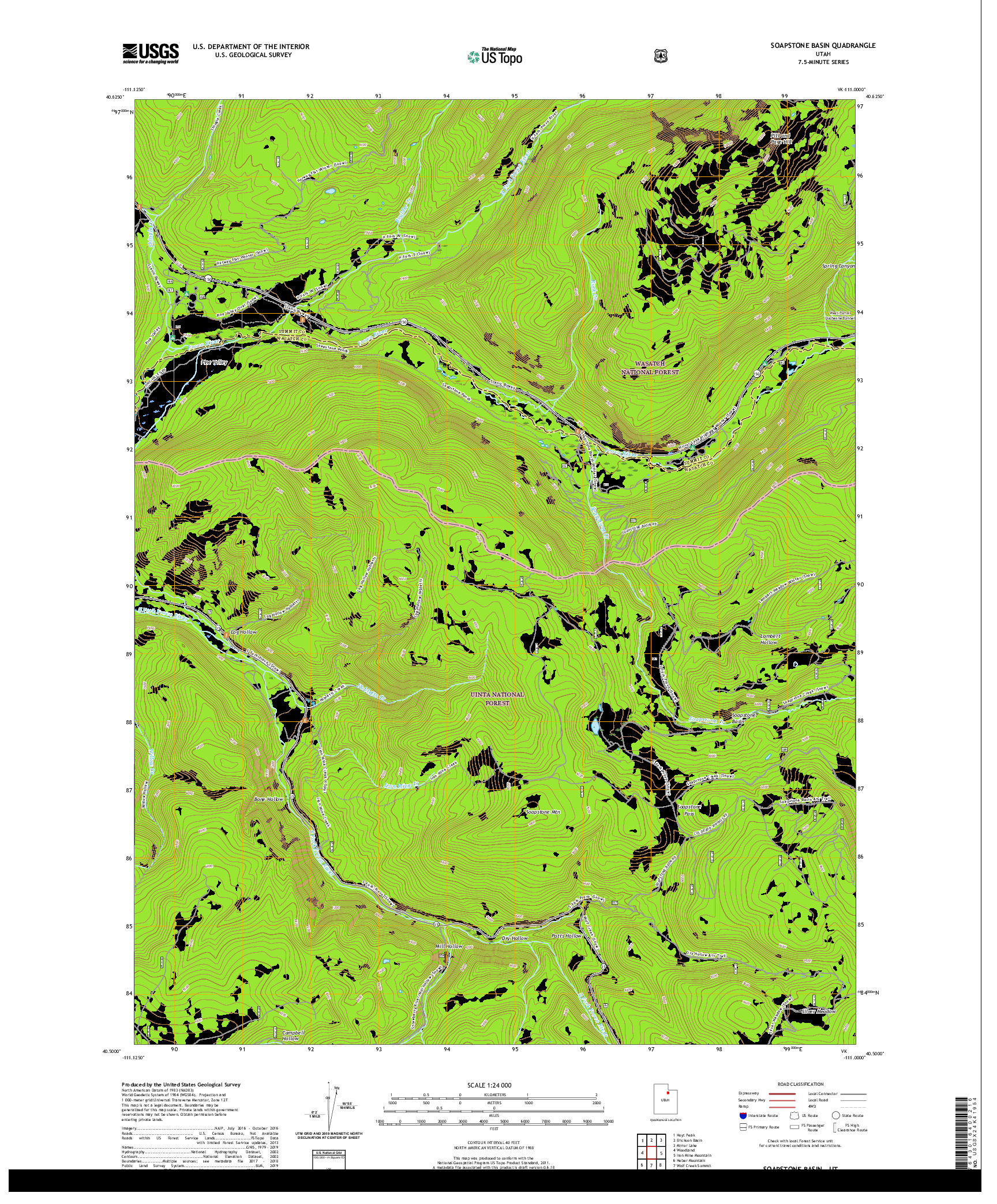 USGS US TOPO 7.5-MINUTE MAP FOR SOAPSTONE BASIN, UT 2020