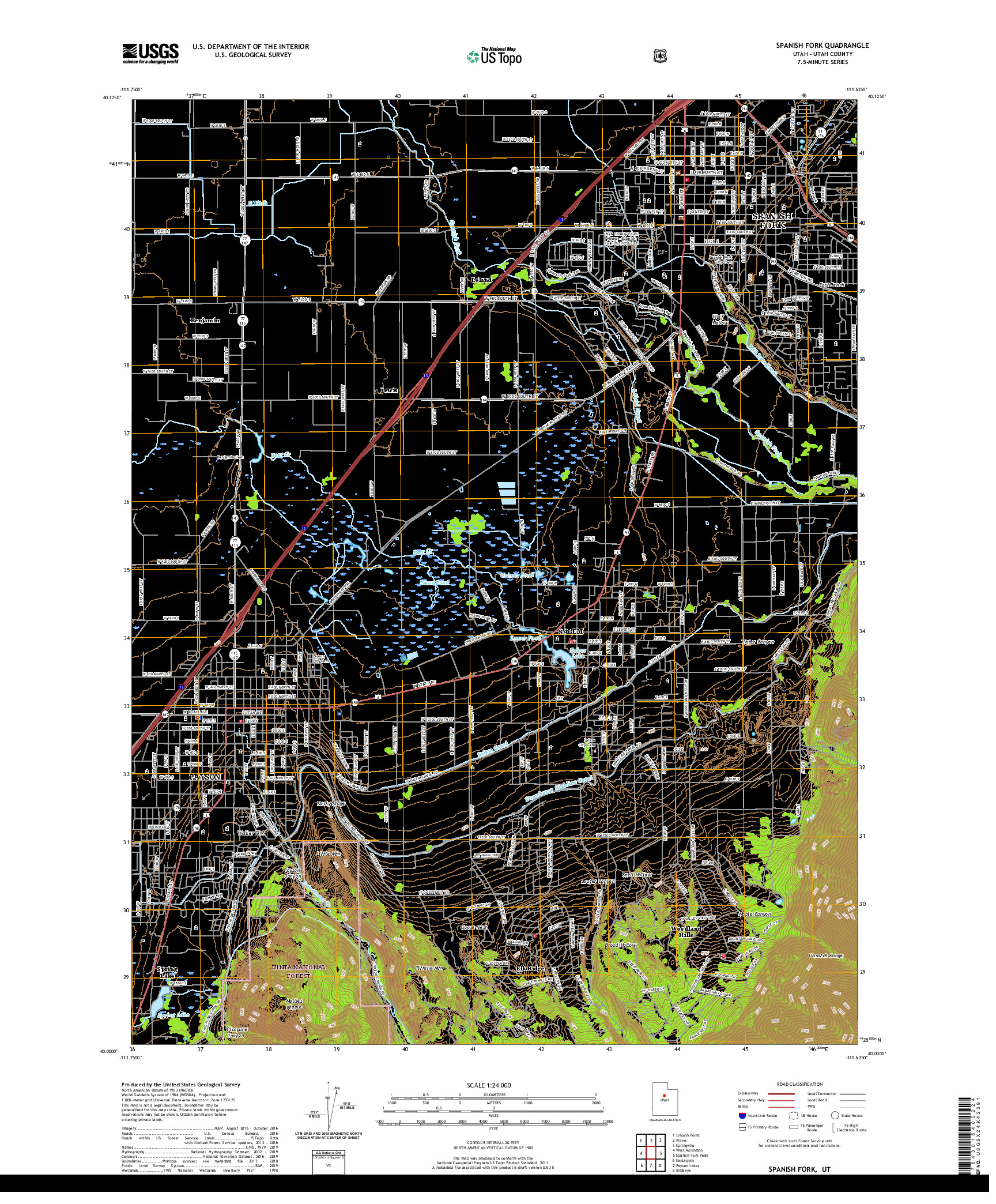 USGS US TOPO 7.5-MINUTE MAP FOR SPANISH FORK, UT 2020