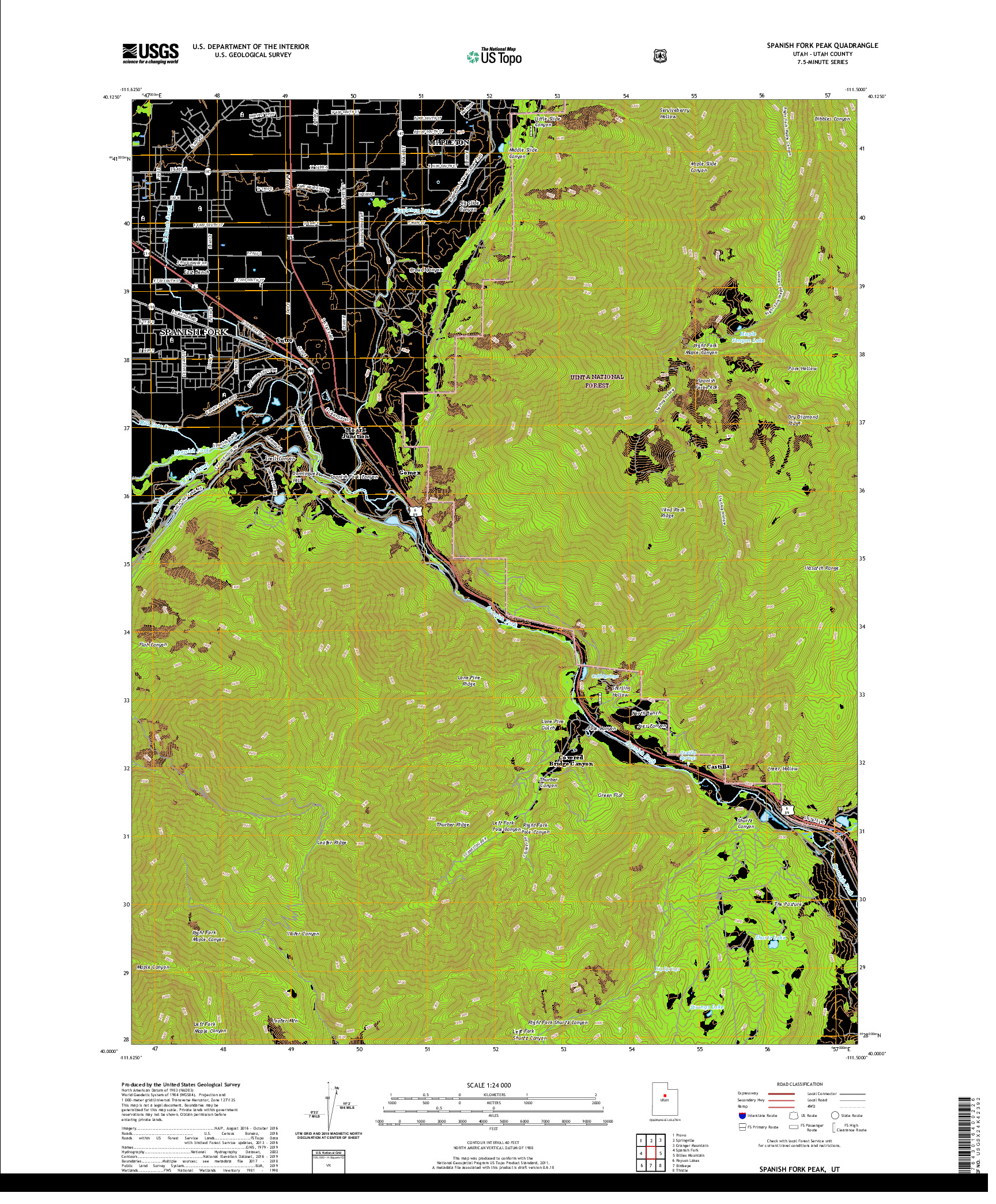 USGS US TOPO 7.5-MINUTE MAP FOR SPANISH FORK PEAK, UT 2020