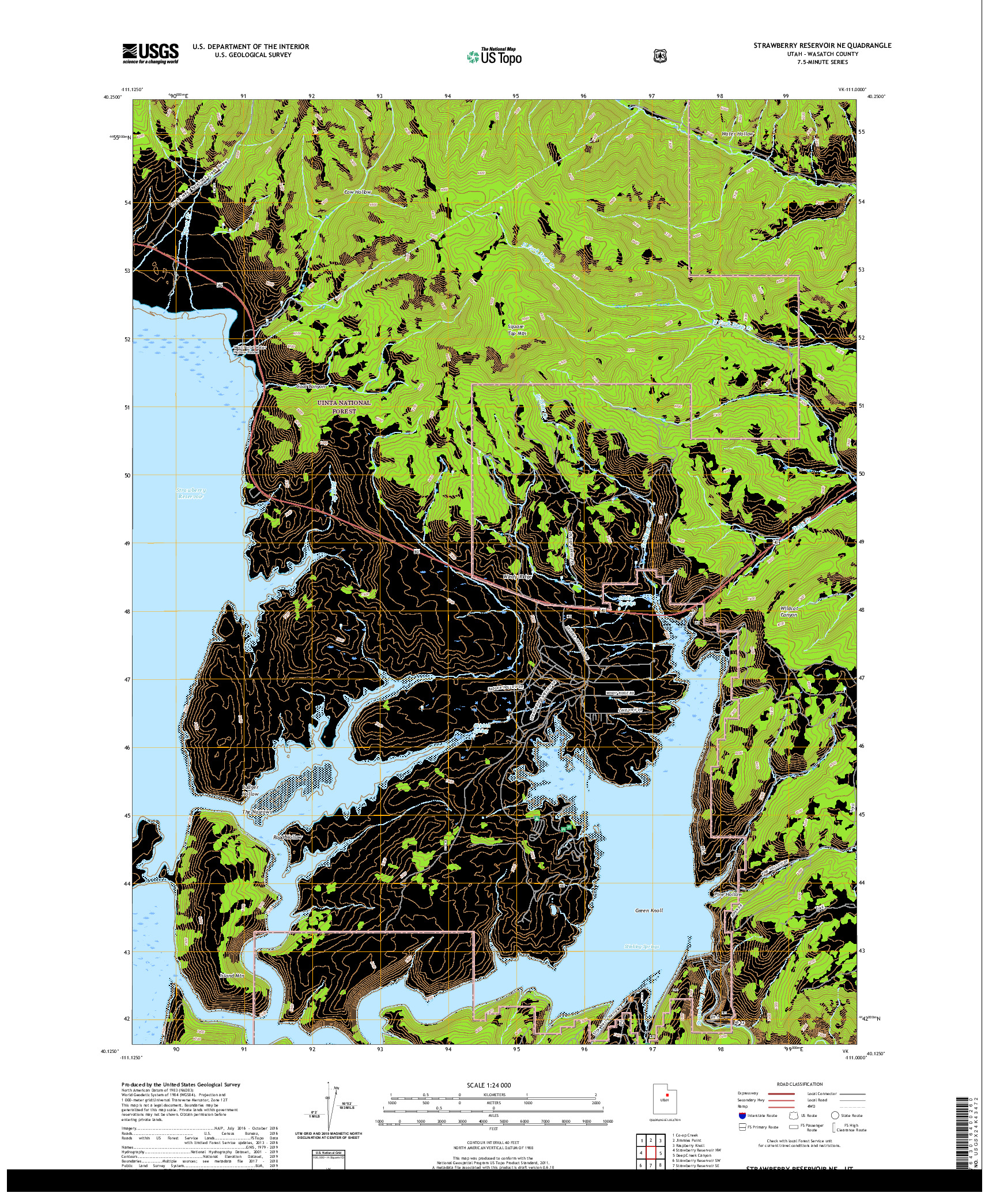 USGS US TOPO 7.5-MINUTE MAP FOR STRAWBERRY RESERVOIR NE, UT 2020