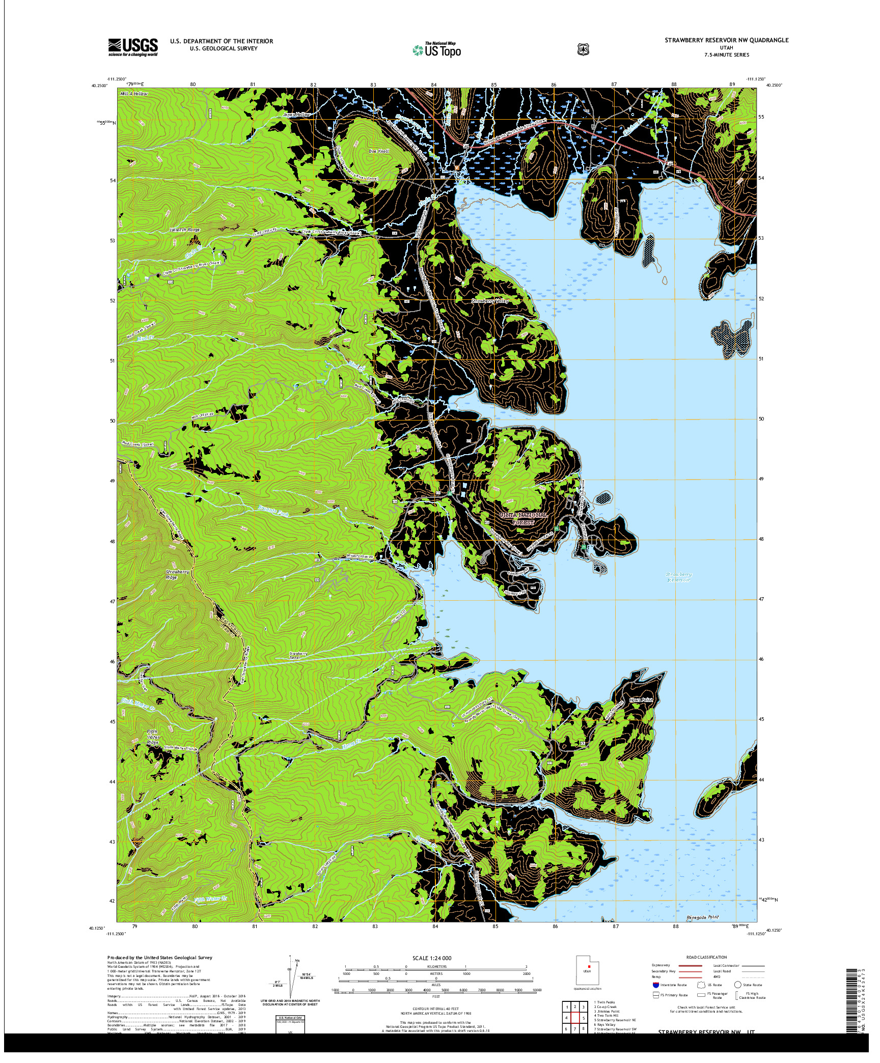 USGS US TOPO 7.5-MINUTE MAP FOR STRAWBERRY RESERVOIR NW, UT 2020