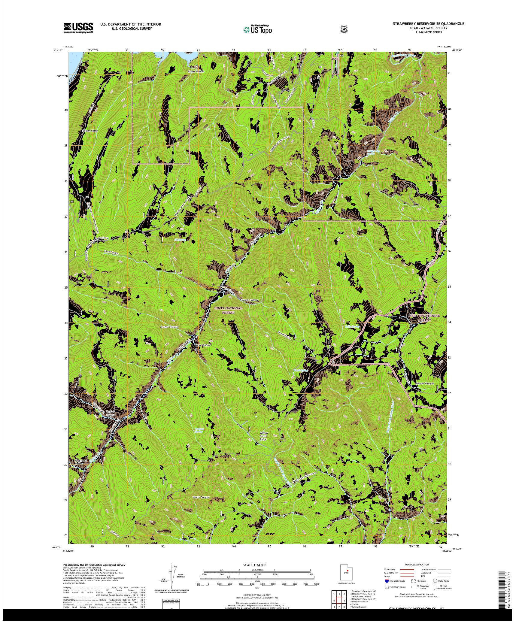 USGS US TOPO 7.5-MINUTE MAP FOR STRAWBERRY RESERVOIR SE, UT 2020