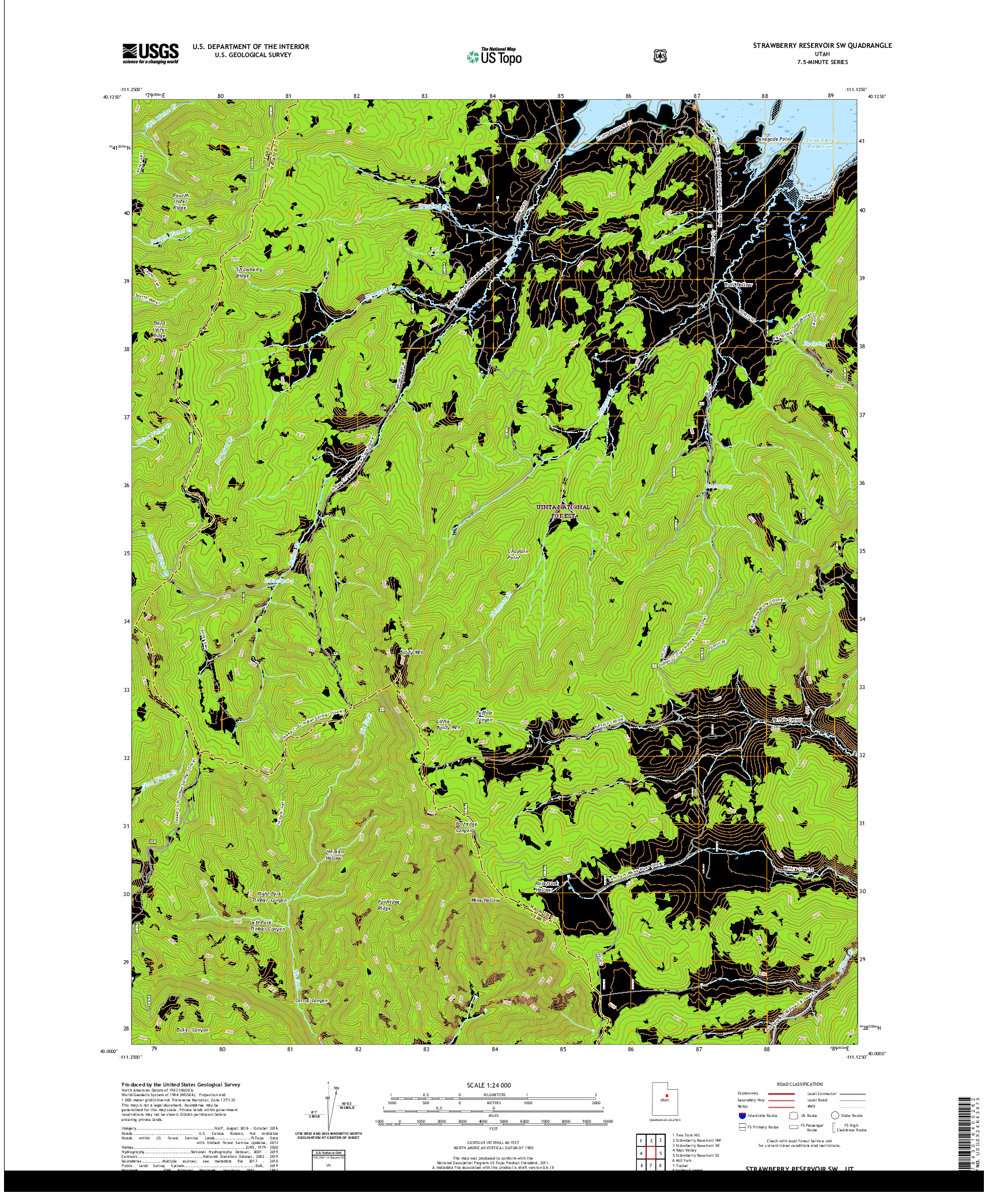 USGS US TOPO 7.5-MINUTE MAP FOR STRAWBERRY RESERVOIR SW, UT 2020