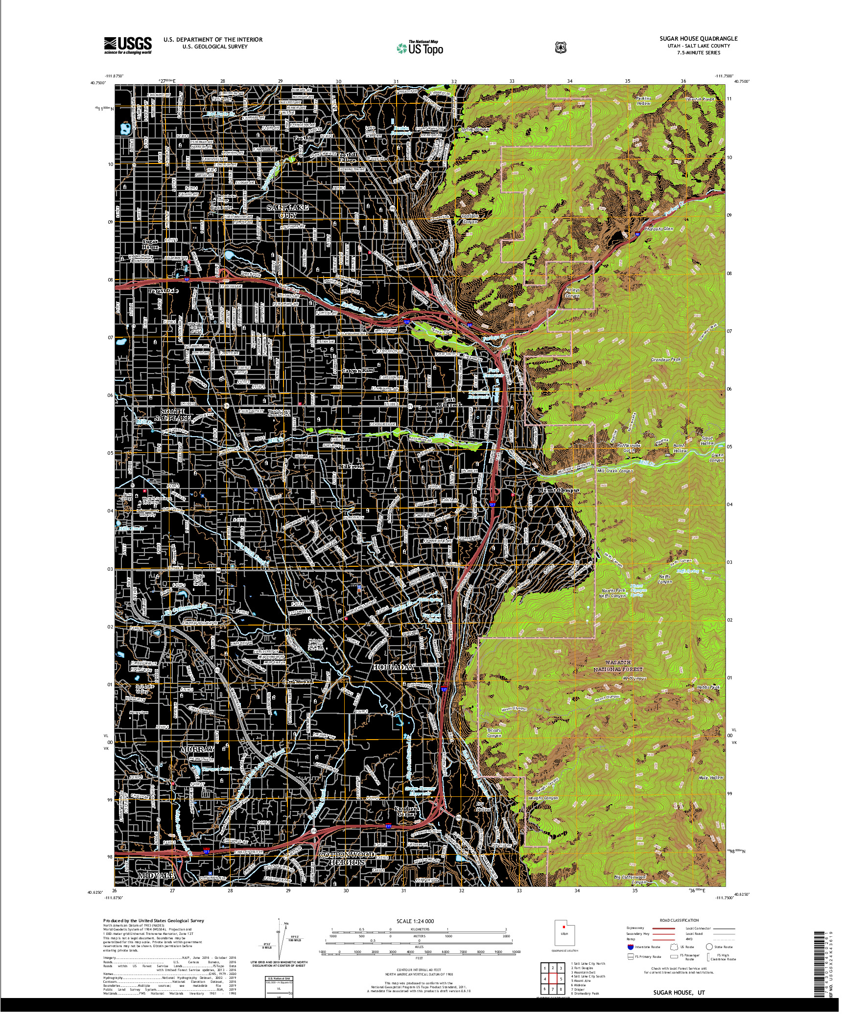 USGS US TOPO 7.5-MINUTE MAP FOR SUGAR HOUSE, UT 2020