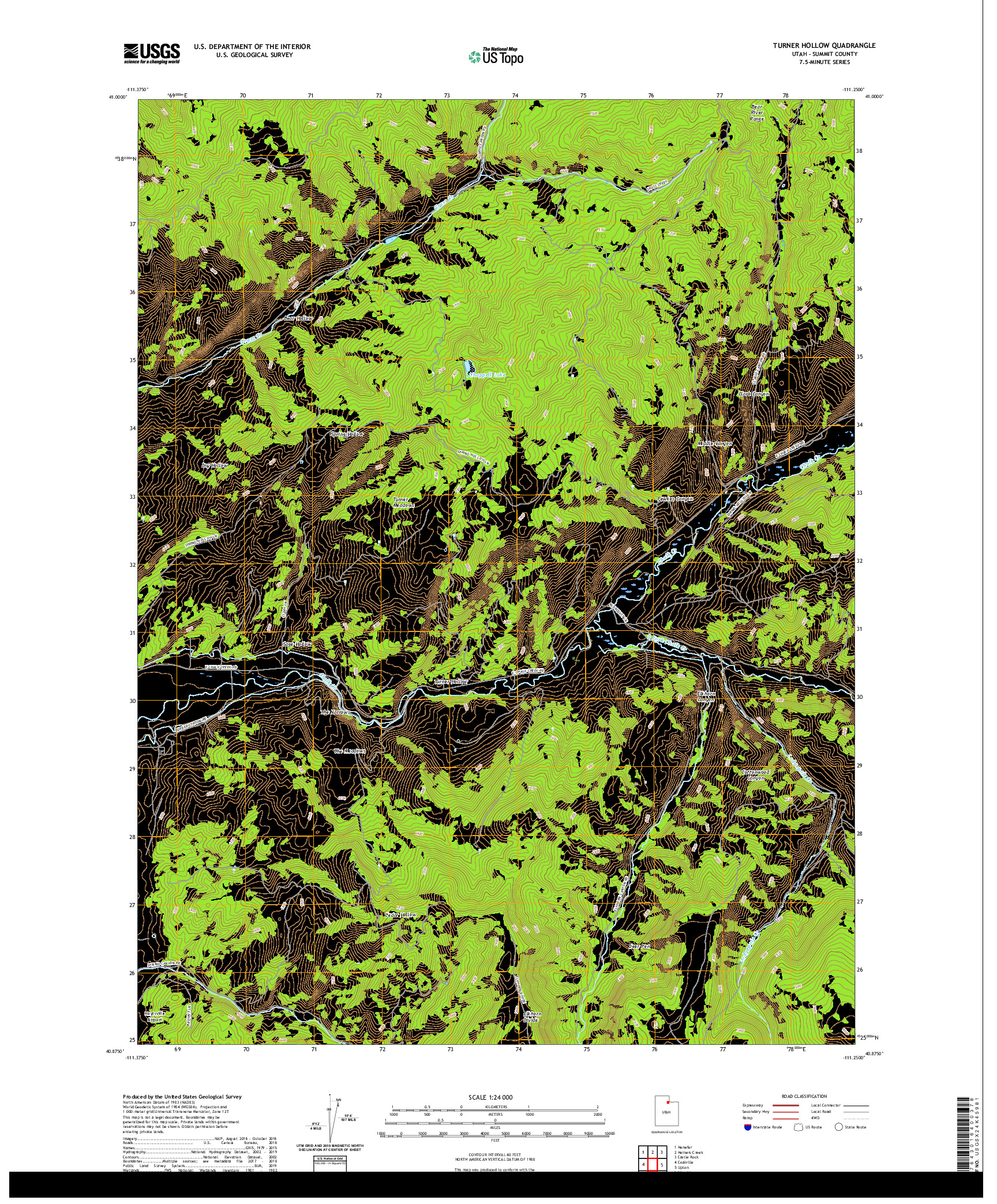 USGS US TOPO 7.5-MINUTE MAP FOR TURNER HOLLOW, UT 2020