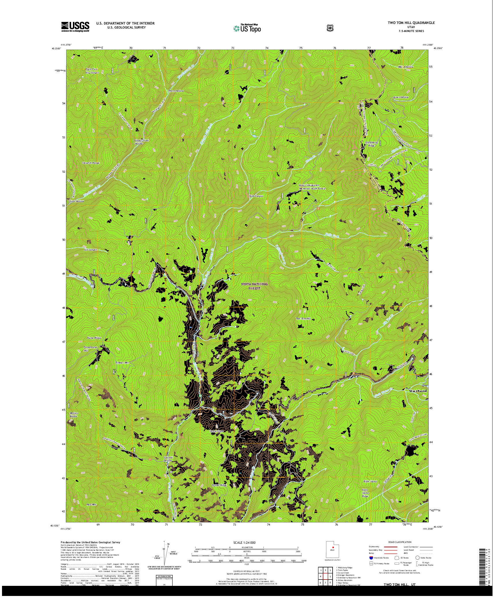 USGS US TOPO 7.5-MINUTE MAP FOR TWO TOM HILL, UT 2020