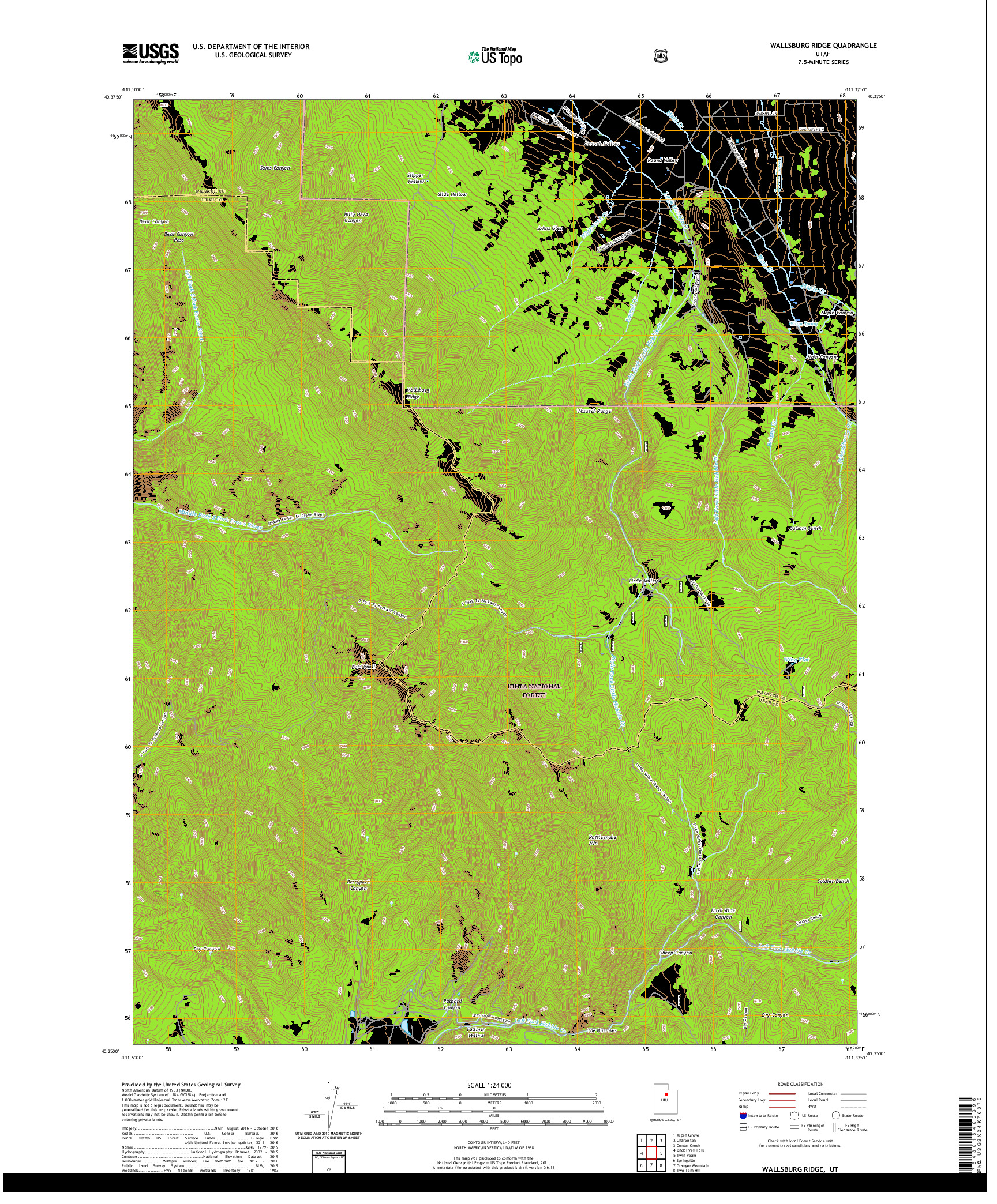 USGS US TOPO 7.5-MINUTE MAP FOR WALLSBURG RIDGE, UT 2020