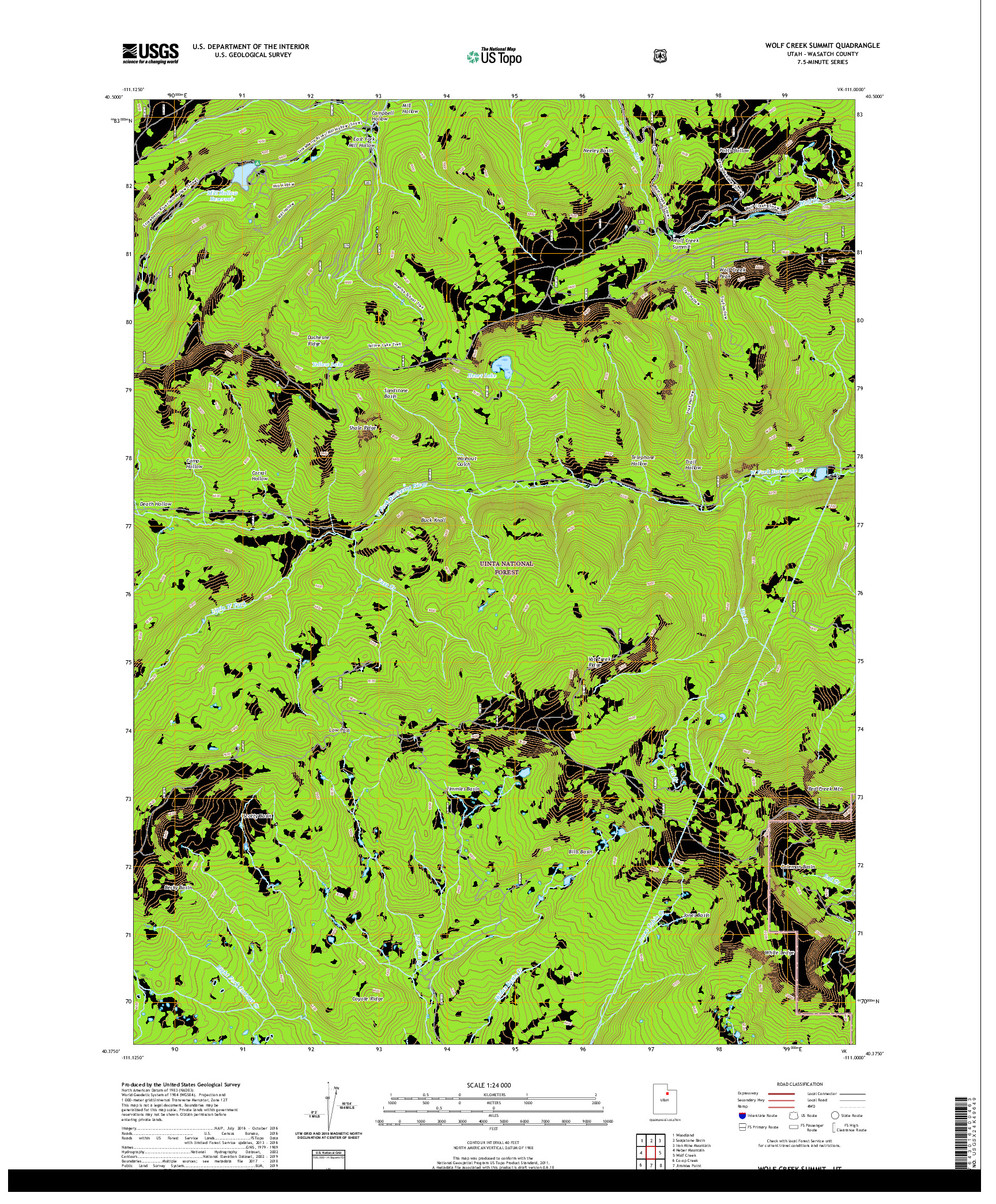 USGS US TOPO 7.5-MINUTE MAP FOR WOLF CREEK SUMMIT, UT 2020