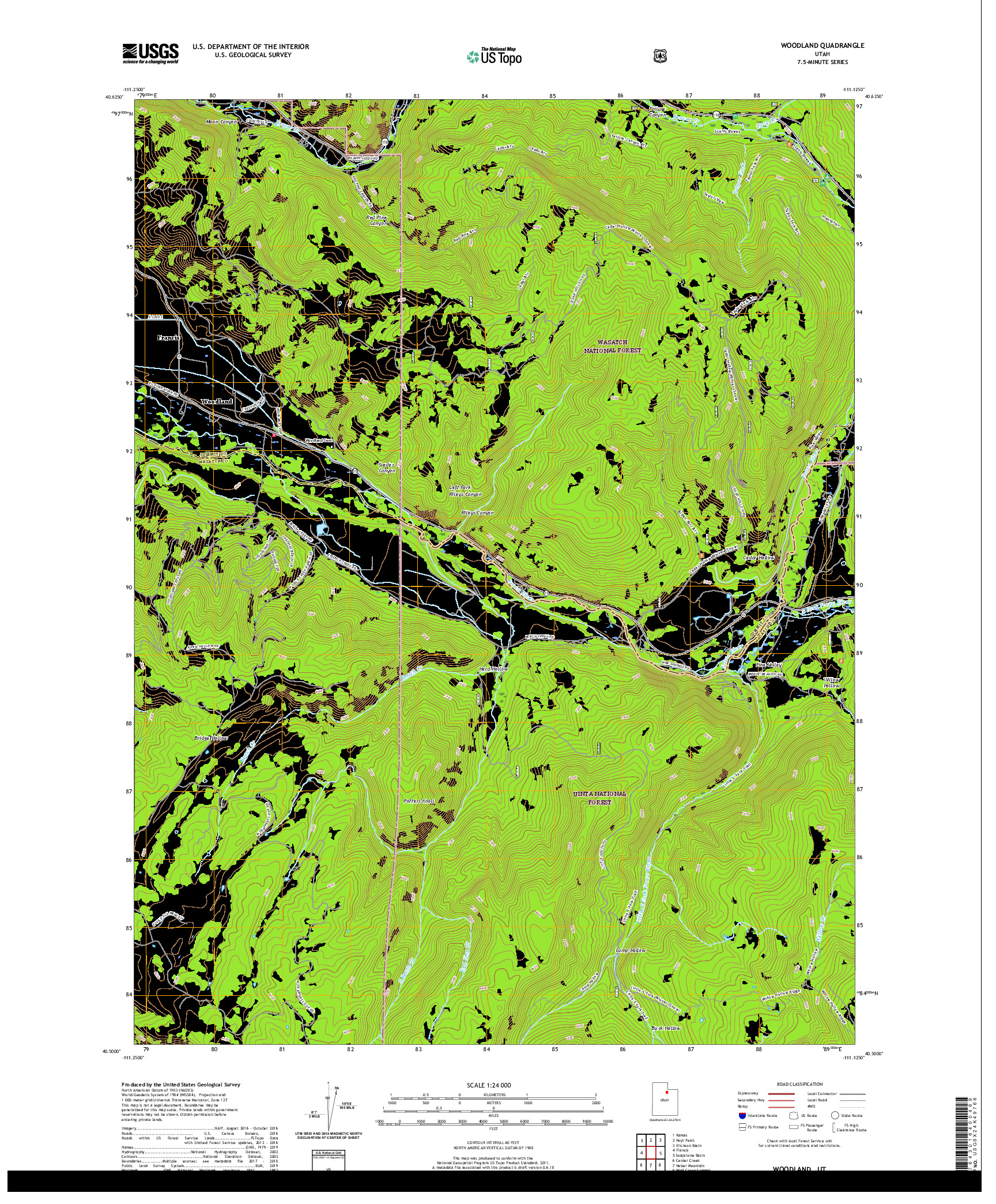 USGS US TOPO 7.5-MINUTE MAP FOR WOODLAND, UT 2020