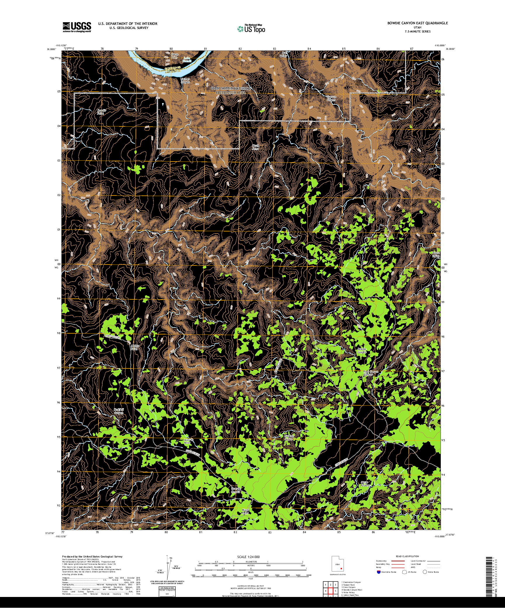 USGS US TOPO 7.5-MINUTE MAP FOR BOWDIE CANYON EAST, UT 2020