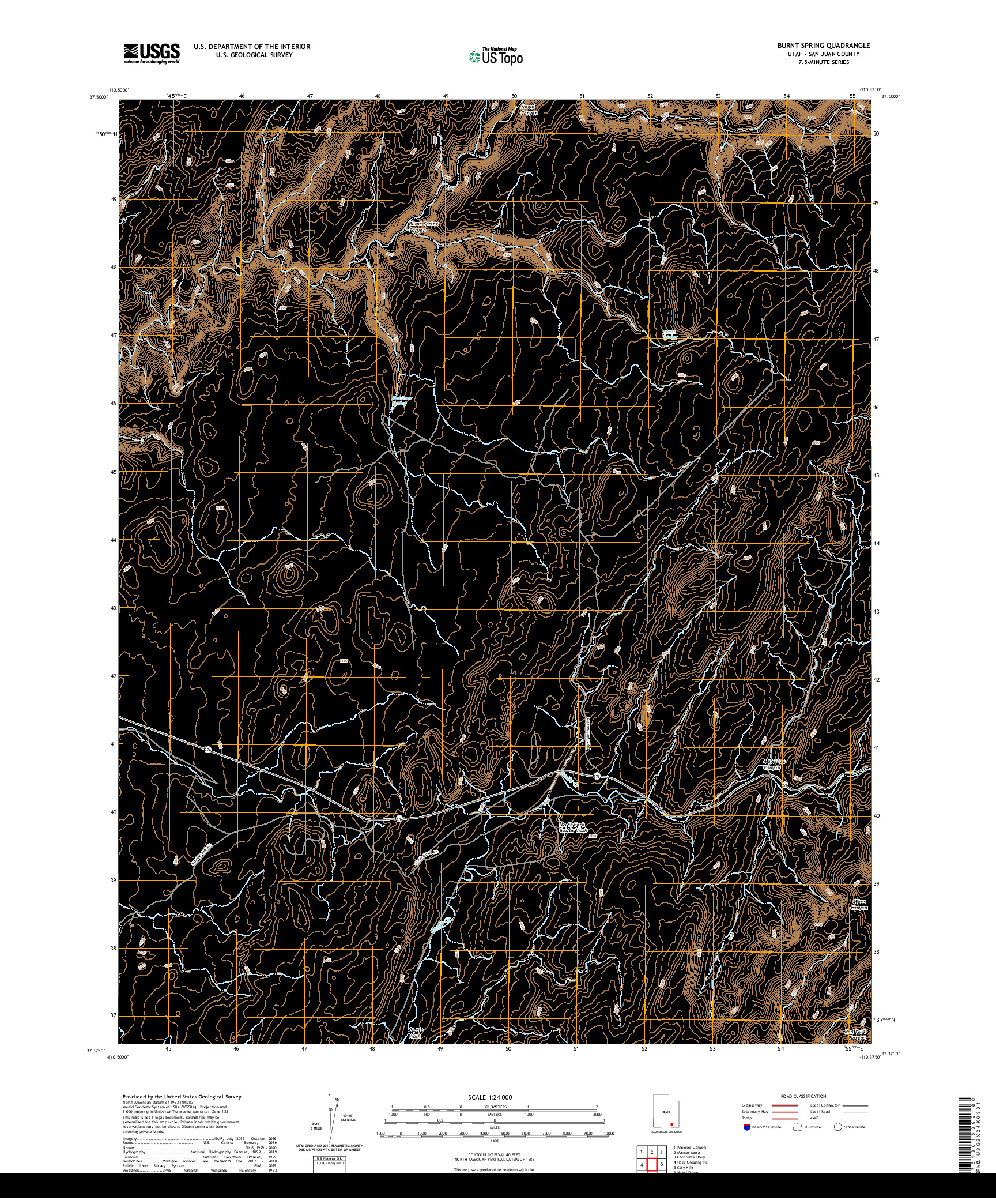 USGS US TOPO 7.5-MINUTE MAP FOR BURNT SPRING, UT 2020