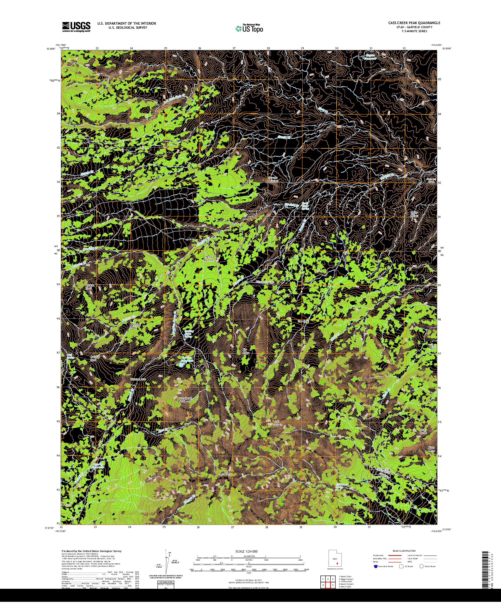 USGS US TOPO 7.5-MINUTE MAP FOR CASS CREEK PEAK, UT 2020