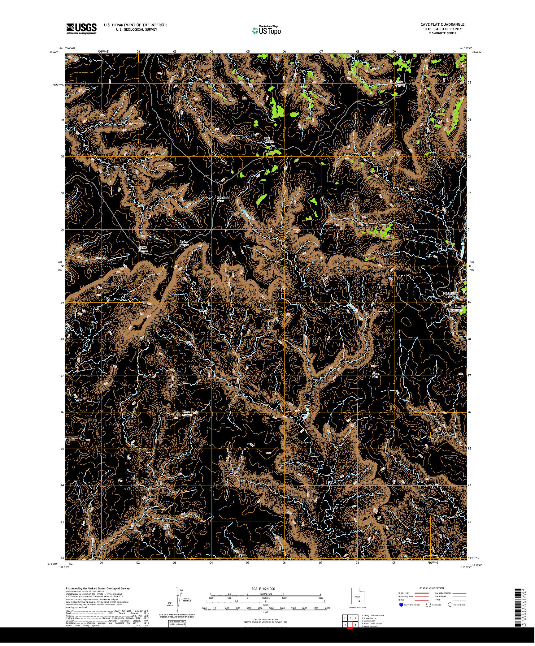 USGS US TOPO 7.5-MINUTE MAP FOR CAVE FLAT, UT 2020