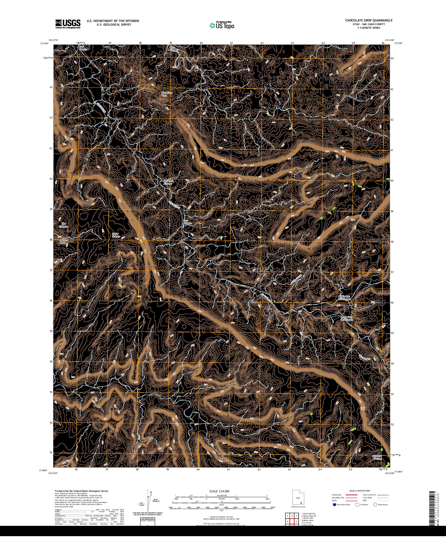 USGS US TOPO 7.5-MINUTE MAP FOR CHOCOLATE DROP, UT 2020