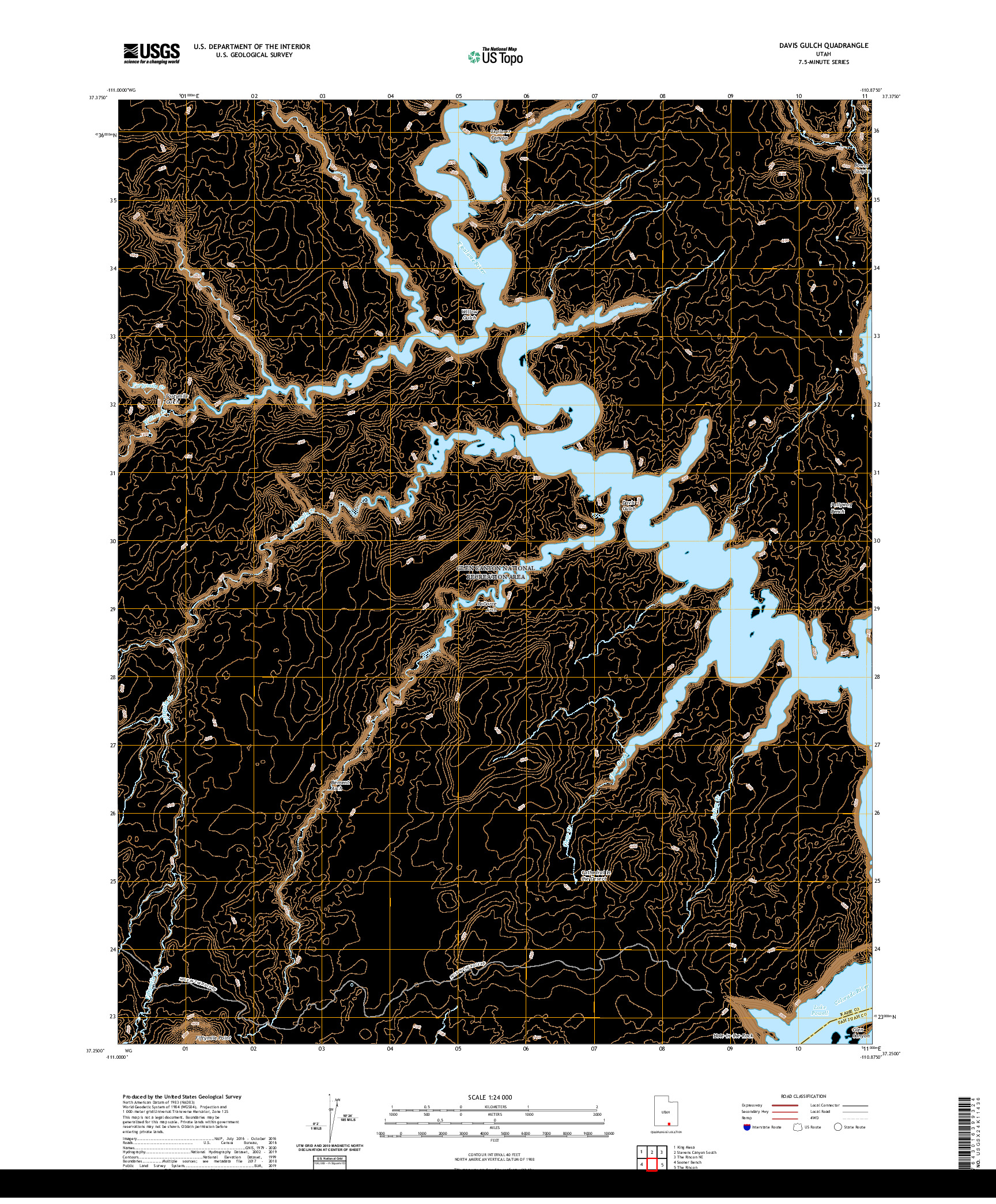 USGS US TOPO 7.5-MINUTE MAP FOR DAVIS GULCH, UT 2020
