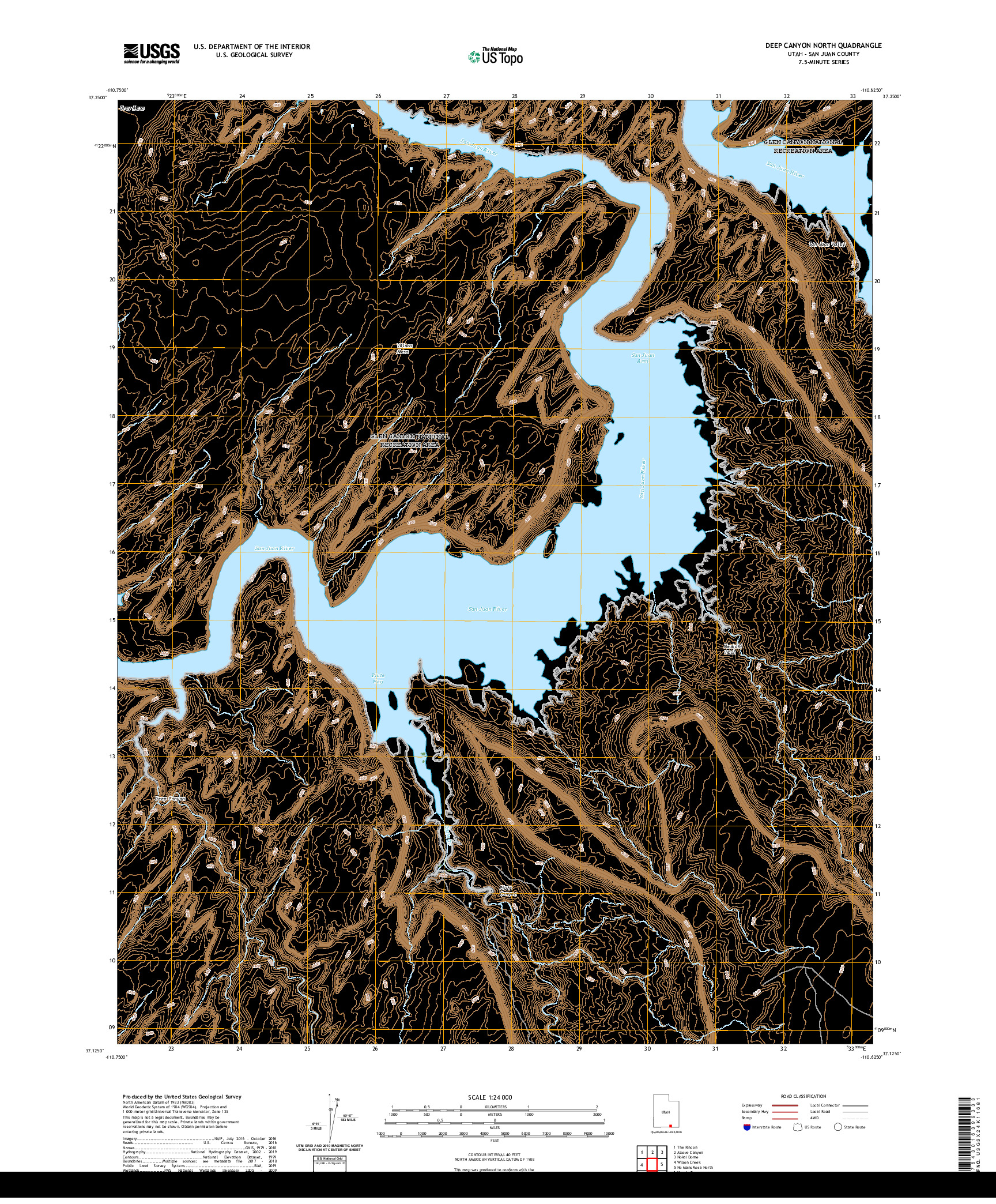 USGS US TOPO 7.5-MINUTE MAP FOR DEEP CANYON NORTH, UT 2020