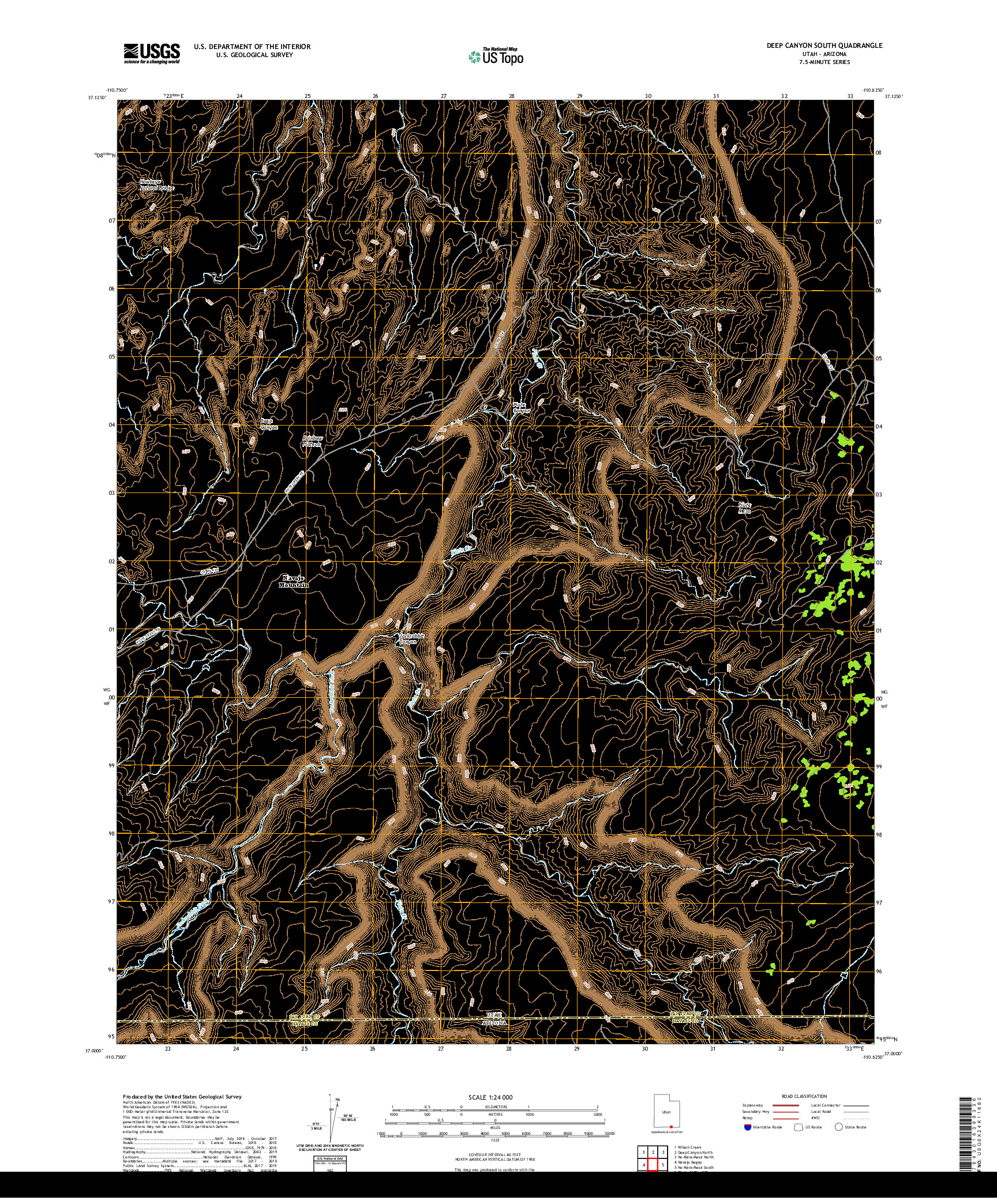 USGS US TOPO 7.5-MINUTE MAP FOR DEEP CANYON SOUTH, UT,AZ 2020