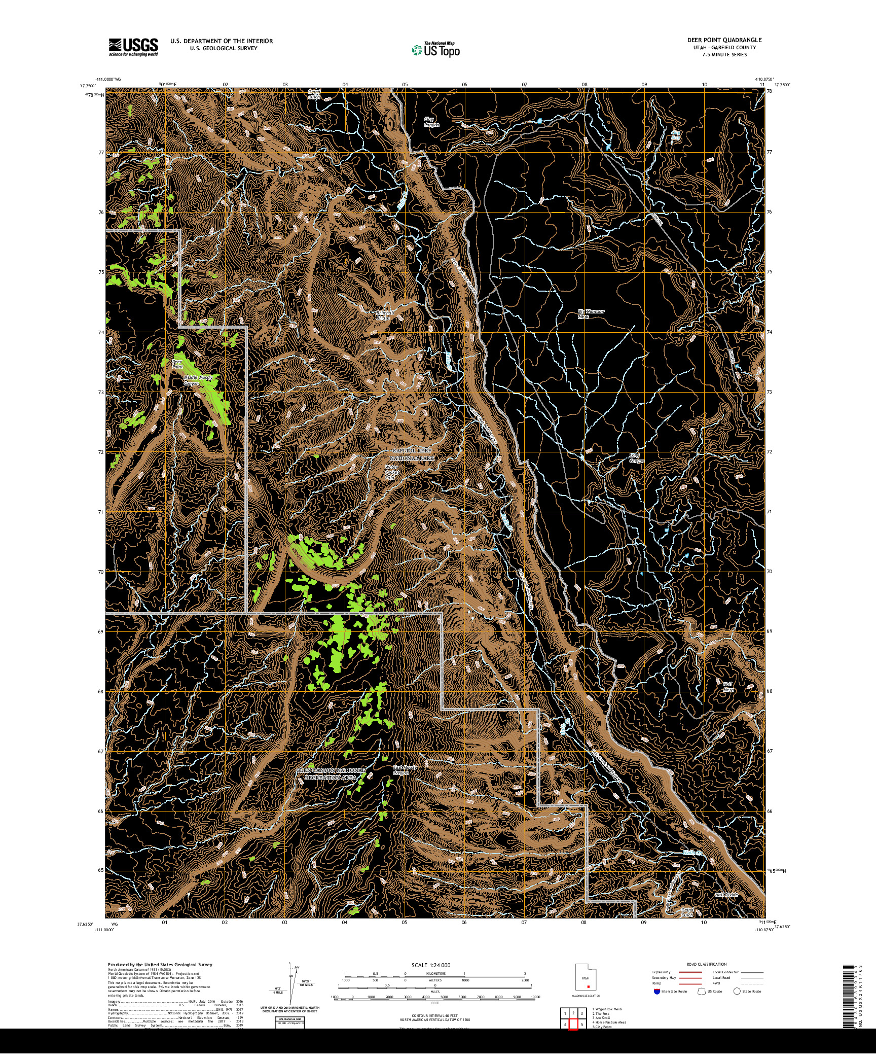 USGS US TOPO 7.5-MINUTE MAP FOR DEER POINT, UT 2020