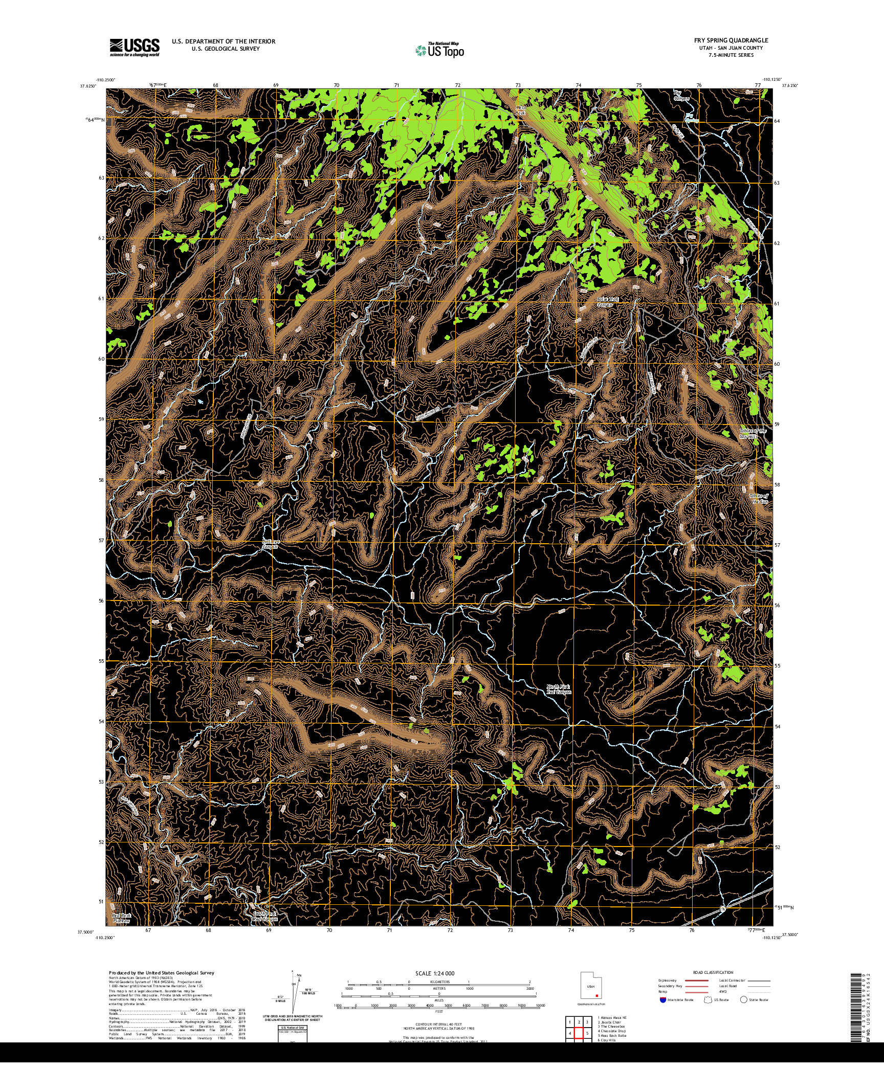 USGS US TOPO 7.5-MINUTE MAP FOR FRY SPRING, UT 2020
