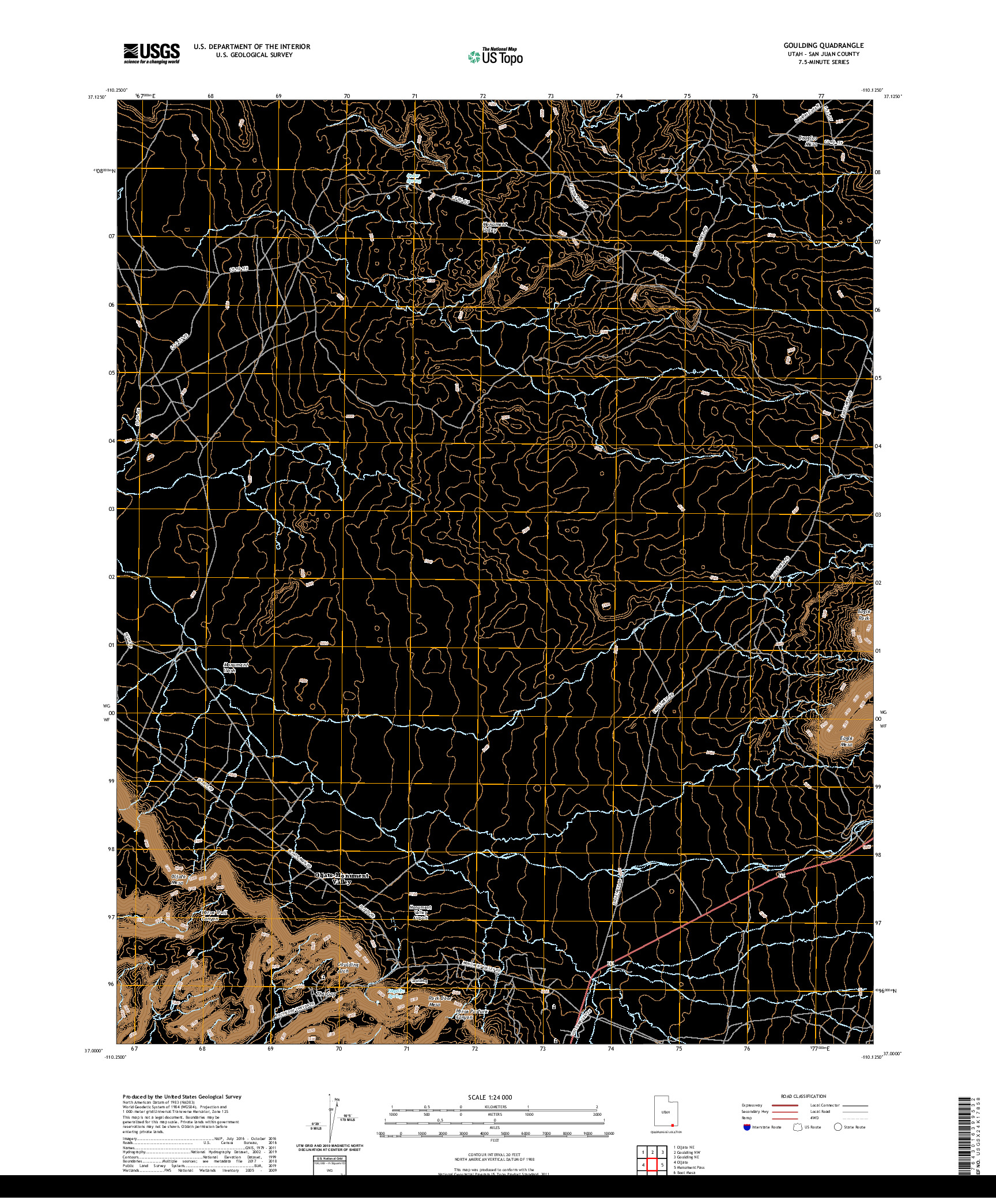 USGS US TOPO 7.5-MINUTE MAP FOR GOULDING, UT 2020