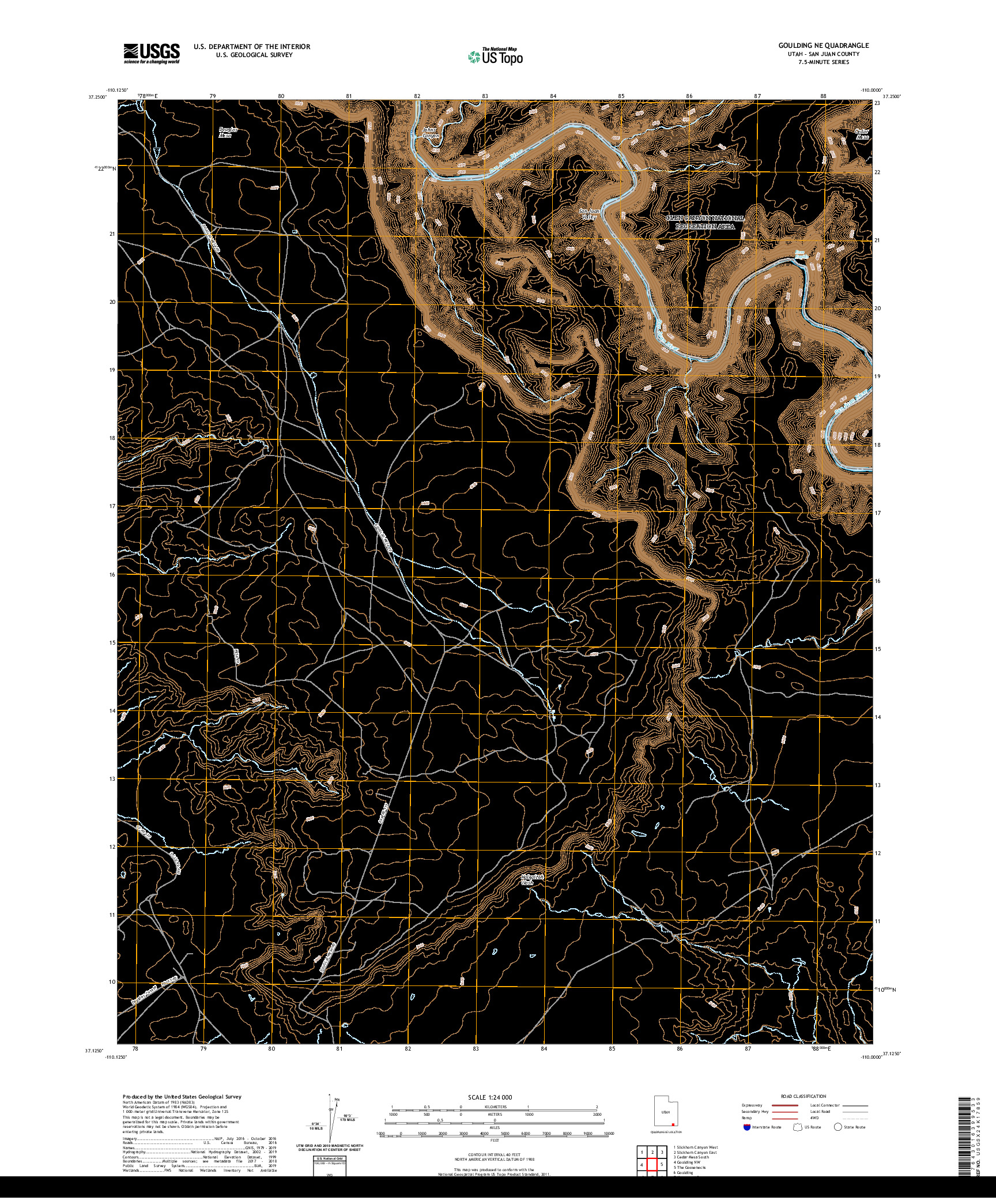 USGS US TOPO 7.5-MINUTE MAP FOR GOULDING NE, UT 2020