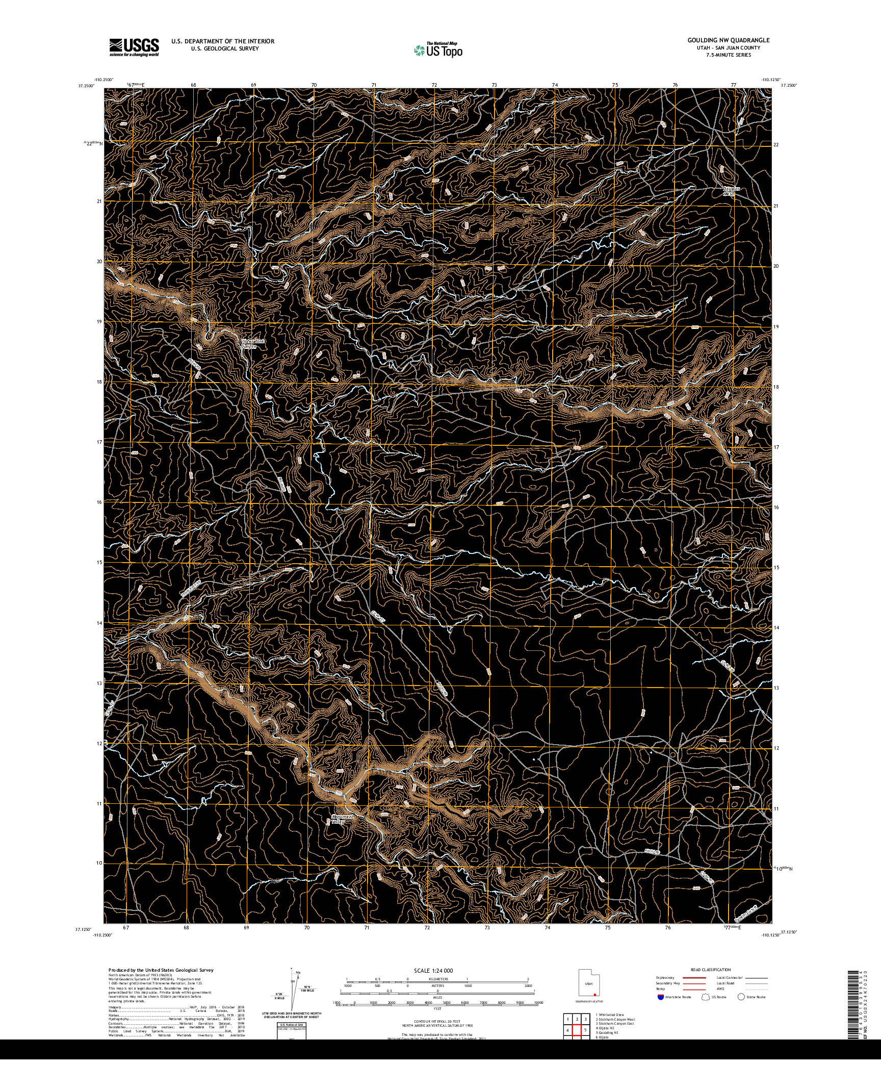 USGS US TOPO 7.5-MINUTE MAP FOR GOULDING NW, UT 2020