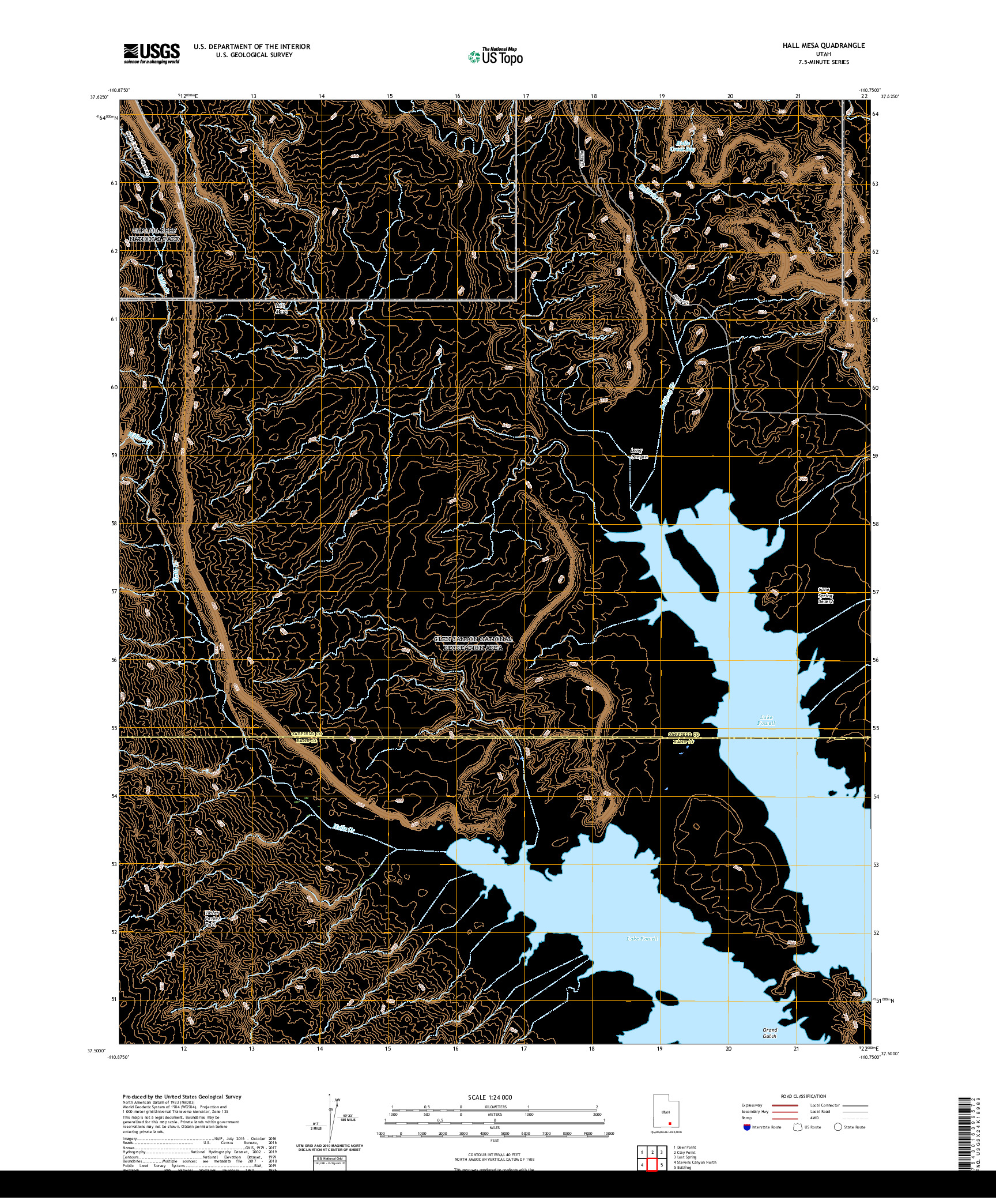 USGS US TOPO 7.5-MINUTE MAP FOR HALL MESA, UT 2020